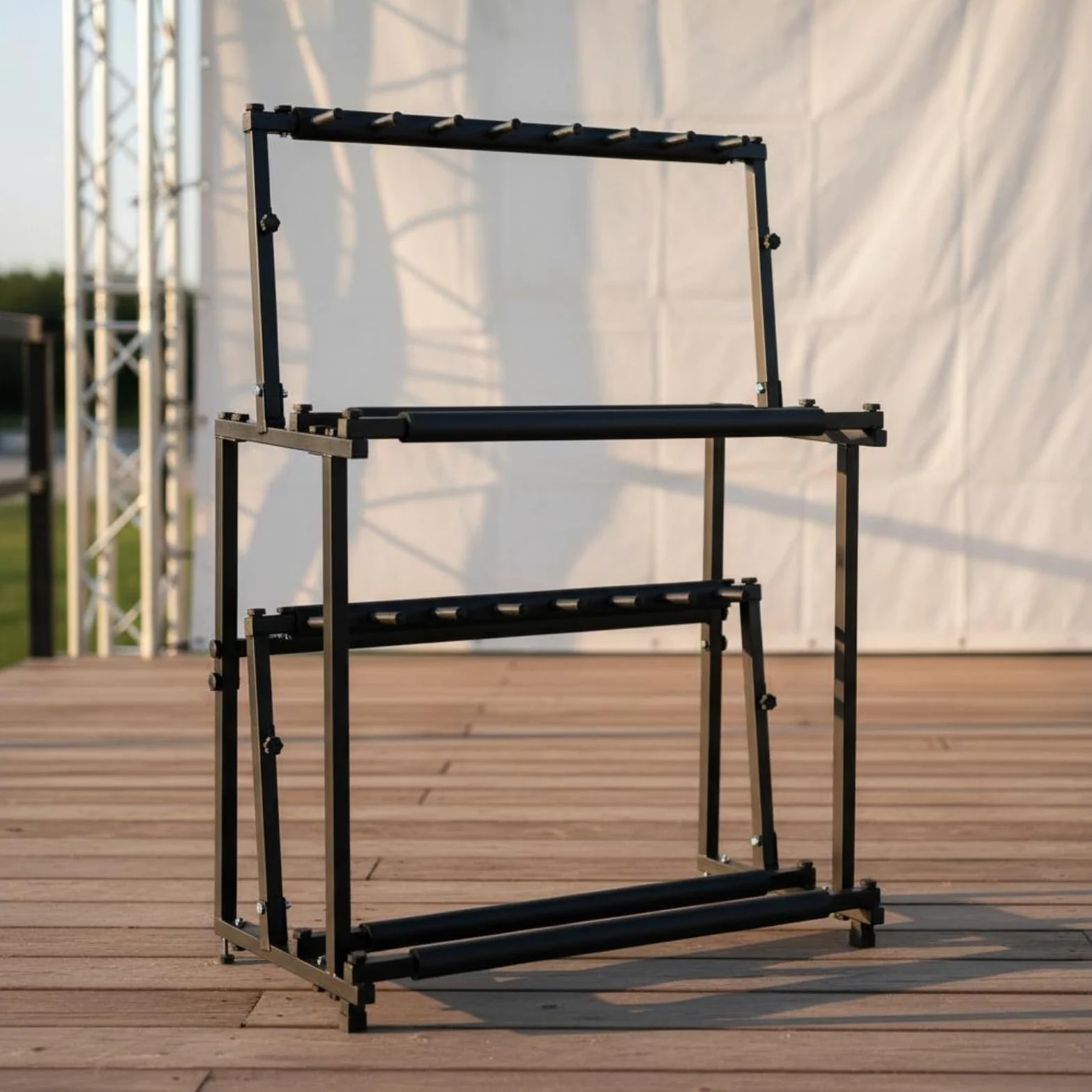Porta Ukulele Regolabile Doppio Strato Espositore Strumenti Alta Capienza Accessorio Musicale per Musicisti, Esposizione, Negozio, Studio