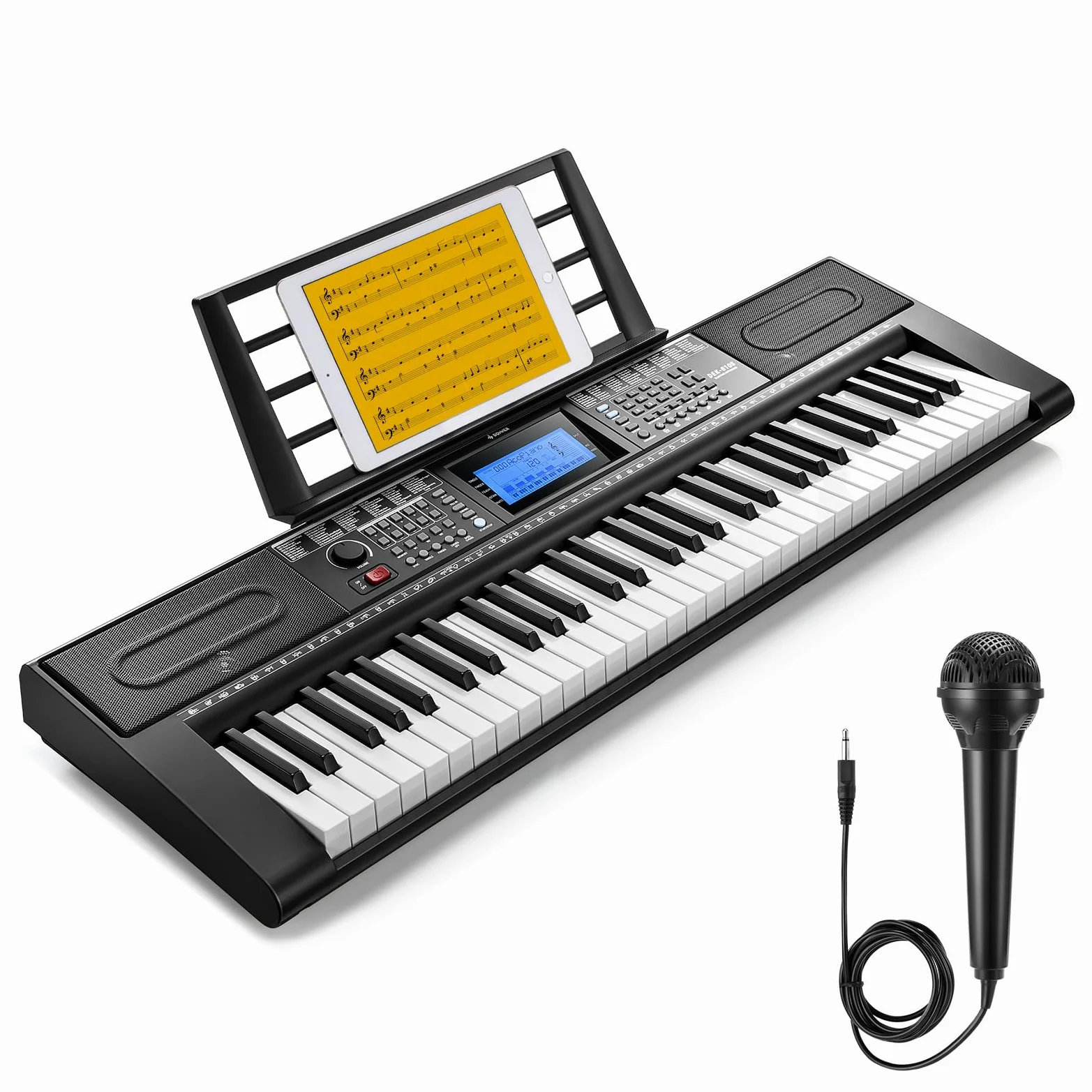 Donner Tastiera pianoforte, tastiera per pianoforte a 61 tasti per principianti/professionisti, pianoforte elettrico con microfono e applicazione pianoforte, supporta MP3/USB MIDI/microfono