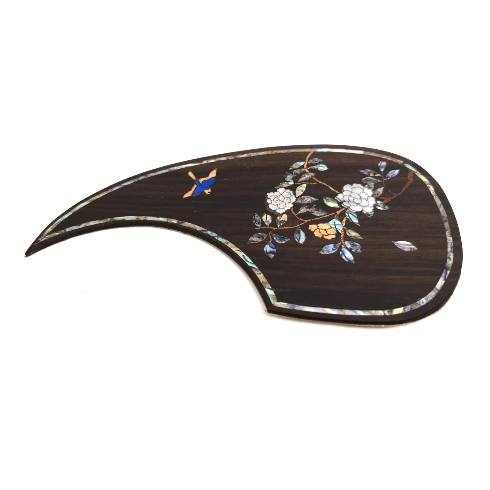 Battipenna per chitarra acustica in palissandro intarsiato intarsiato con fiore di abalone per Martin D-45, piastra di ricambio autoadesiva (palissandro-A)