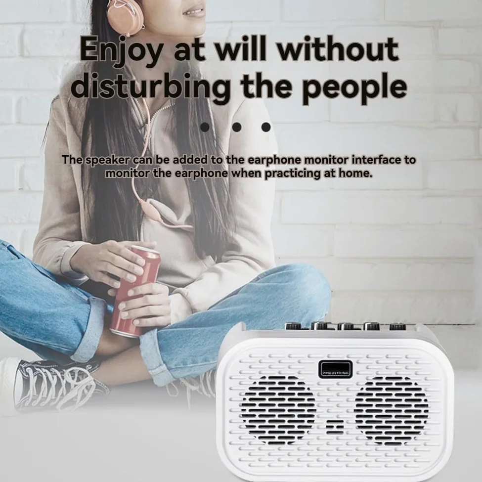 Mini Amplificatore per Chitarra Elettrica Acustica 10W Ricaricabile. Mini Amplificatore per Chitarra Elettrica Portatile con Bluetooth, Distorsione, Ritardo e Ricaricabile con Bluetooth.