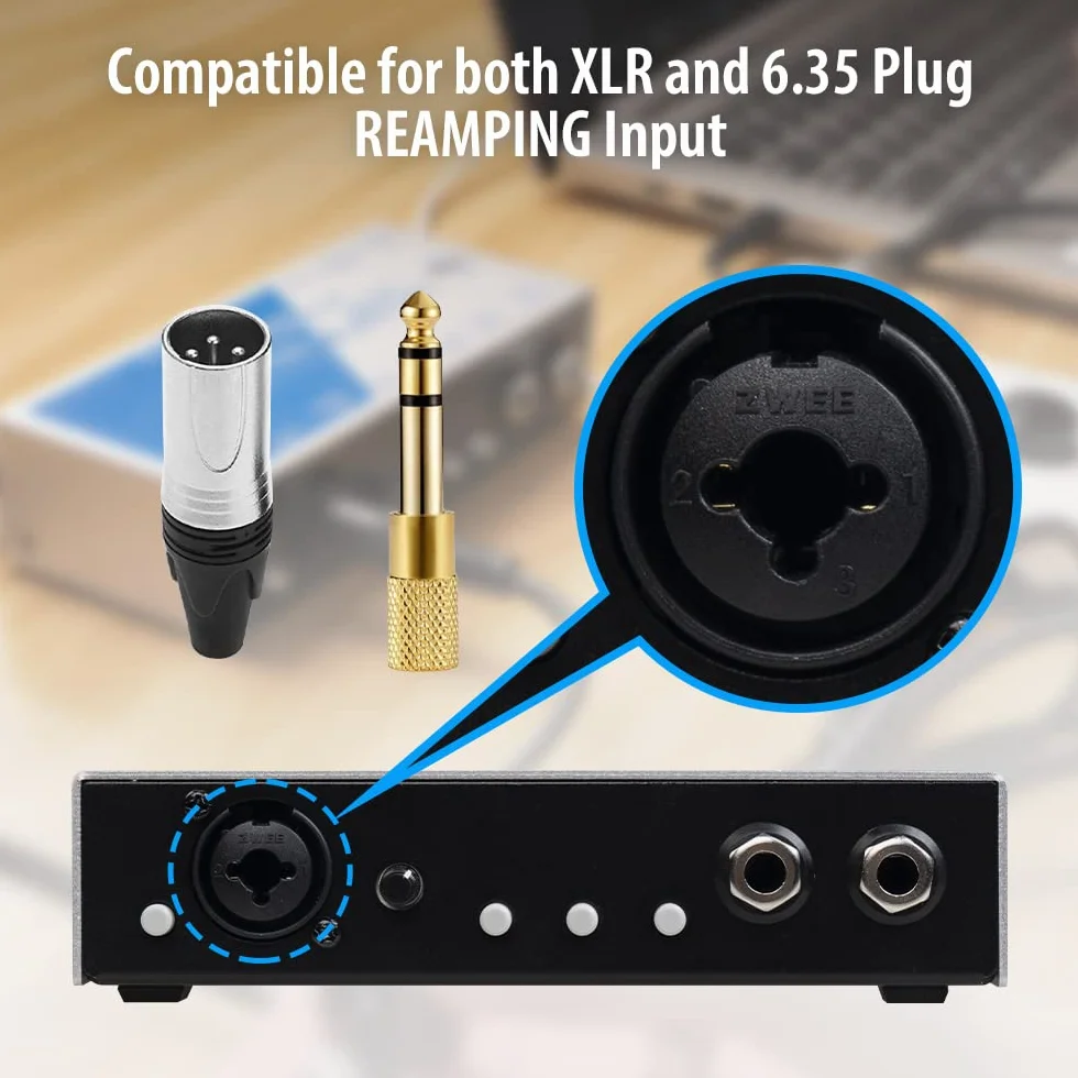 JOYO Reamping passivo e Direct Box Active Phantom Powered 2-in-1 per chitarra basso, dispositivo di registrazione portatile DI BOX con ingresso 6,35 mm e XLR (JDI-48)