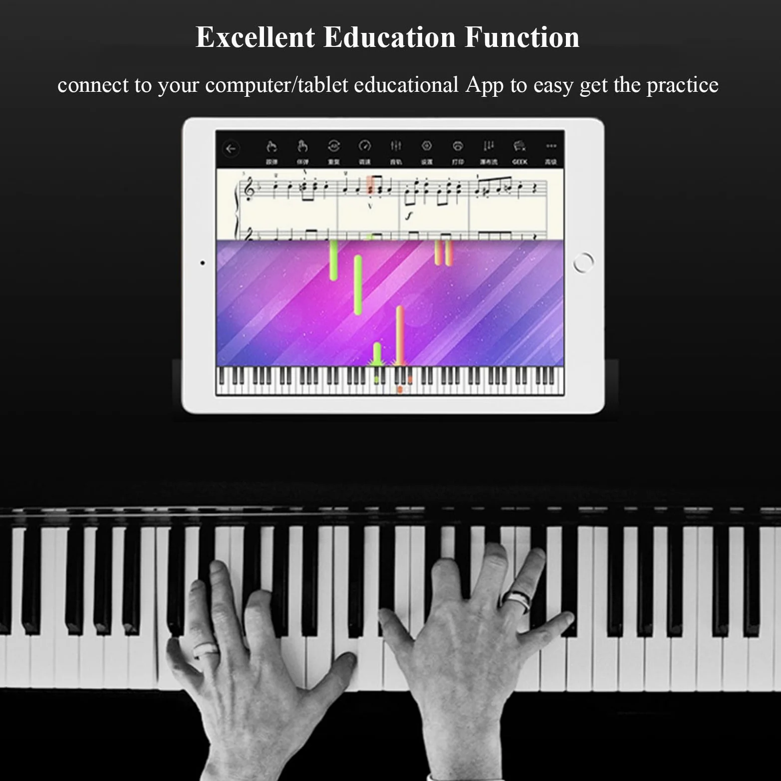 Pianoforte elettrico a 88 tasti con meccanismo a percussione, tastiera digitale verticale for uso domestico, pianoforte elettronico for adulti professionisti con 3 pedali, supporto USB-MIDI(Black)