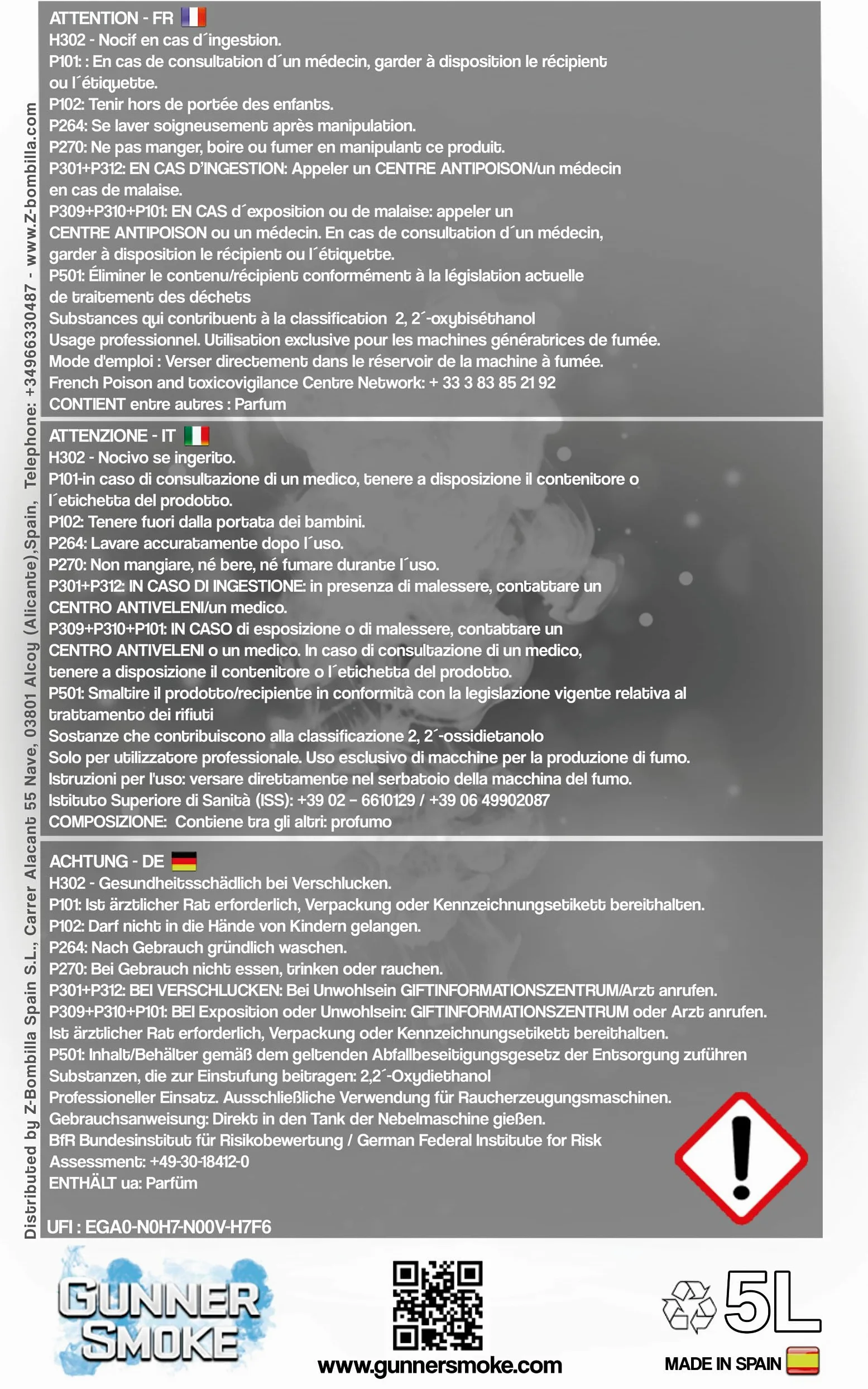 Liquido Universale per Macchina del Fumo da 5 litri con Aroma di Fragola e Alta Densità.
