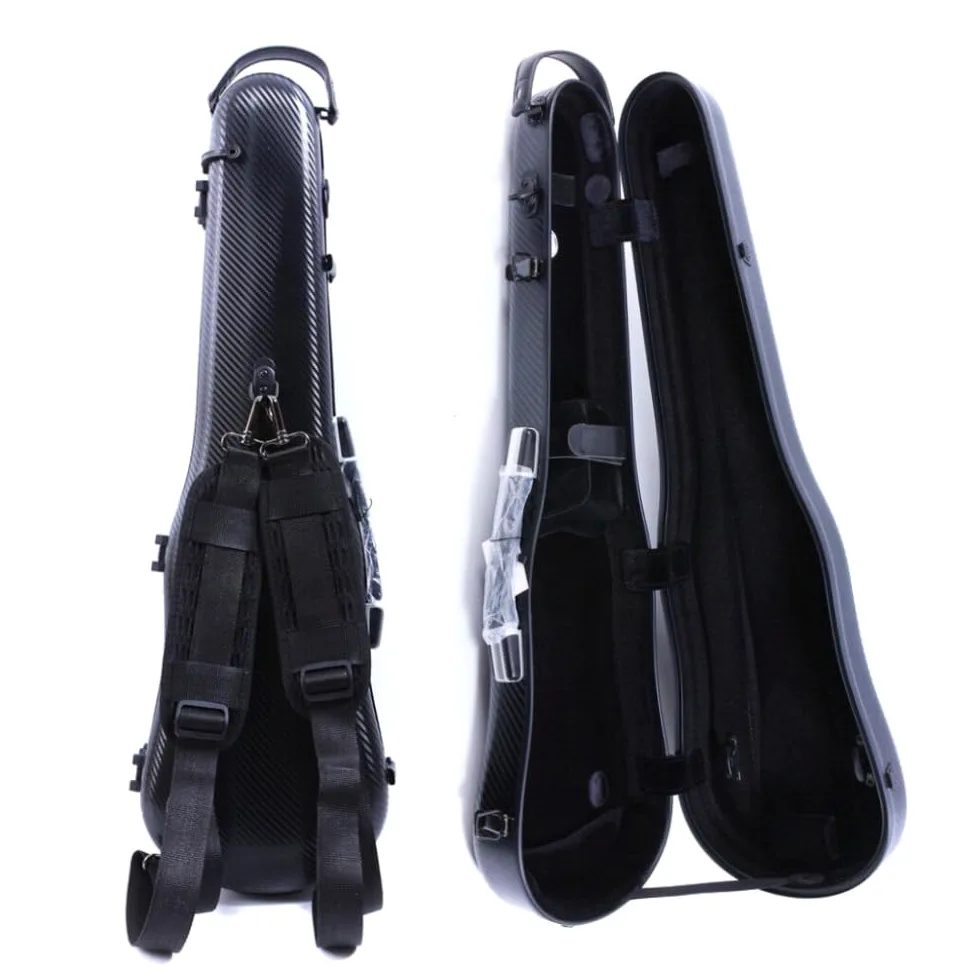 Custodia rigida per violino 4/4, leggera, in fibra di carbonio, robusta, protettiva, con cinghie posteriori regolabili e comoda fibbia di bloccaggio, 1,54 kg, rosa (black)