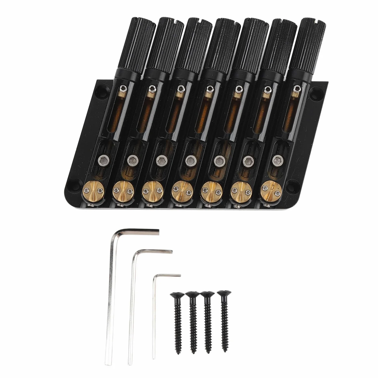 POENVFPO Sostituzione di Ponte di Chitarra Senza Testa, 7 Corde in Acciaio Legato e Ottone, Qualità Tonale e Suono Migliorata per Chitarra Elettrica (GA1127)