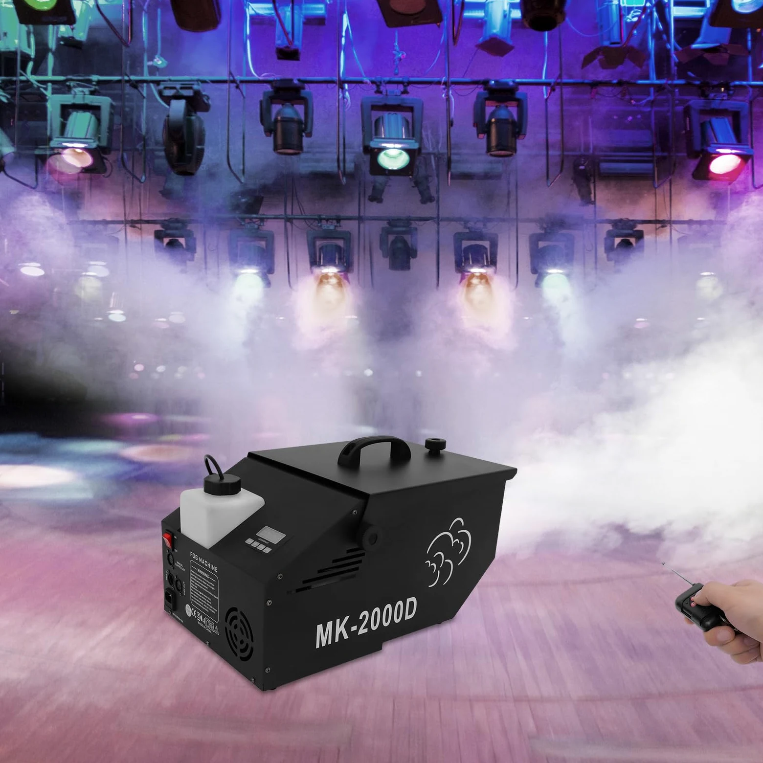 DMX - Macchina per fumo, 0,5 l, per palcoscenico, nebbia, 1200 W, con telecomando senza fili, per feste, Halloween, matrimoni, Natale, spettacoli