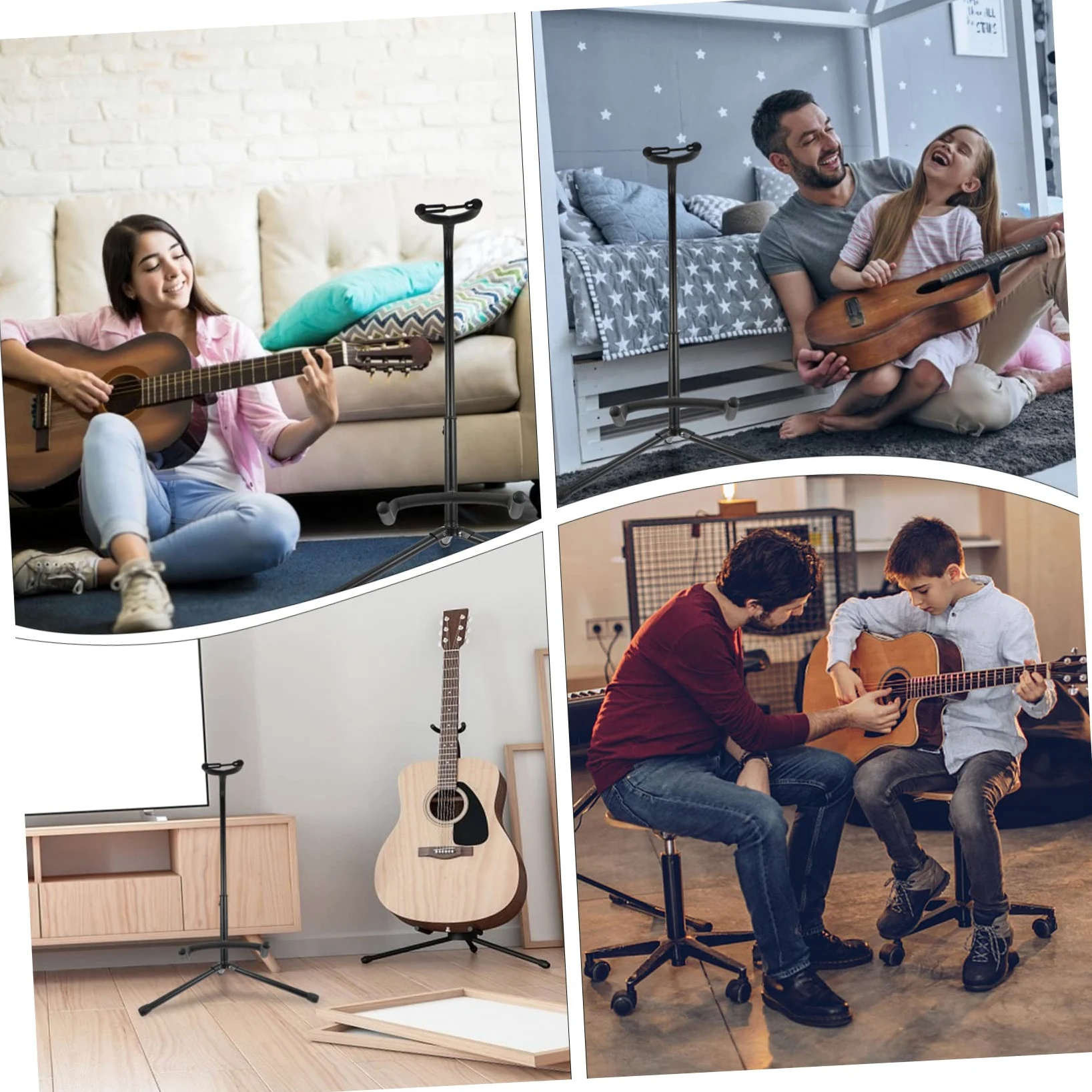 Supporto Pieghevole per Chitarra, Espositore Verticale Stabile e Leggero, in Ferro, Spugna e Abs, per Negozio di Chitarre