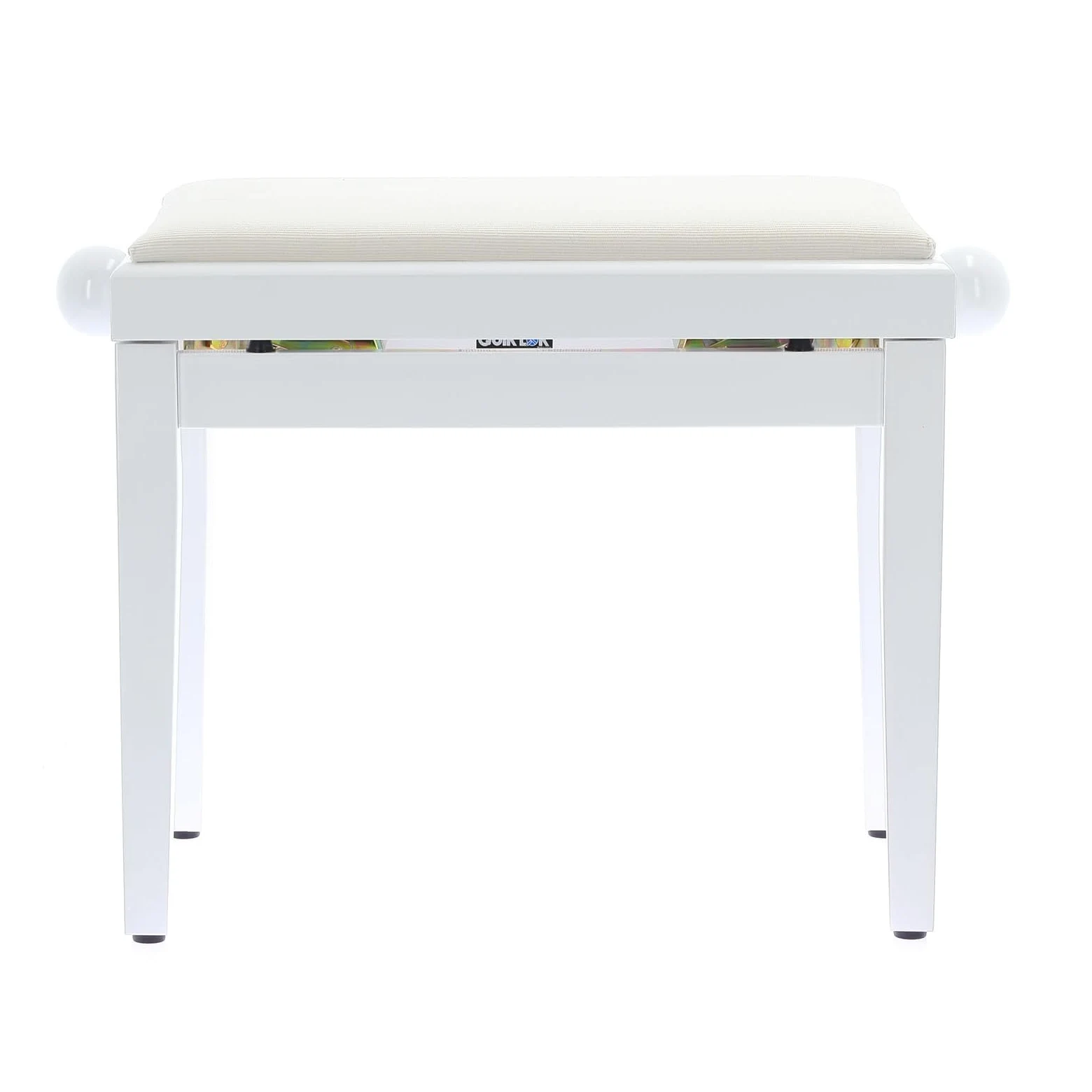 QUIK LOK - PB/010 WH L Panca in Legno Bianco Lucido per Pianoforte con Seduta Imbottita in Velluto, Regolabile 48–57 cm, Carico Massimo 100 kg