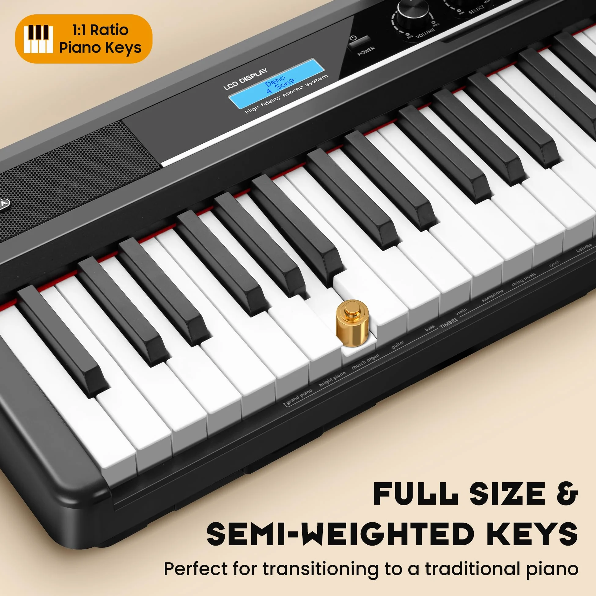 CAHAYA Pianoforte Digitale a 88 Tasti – Piano Elettrico Semipesato per Principianti con Supporto a Doppia X, 3 Pedali e Leggio