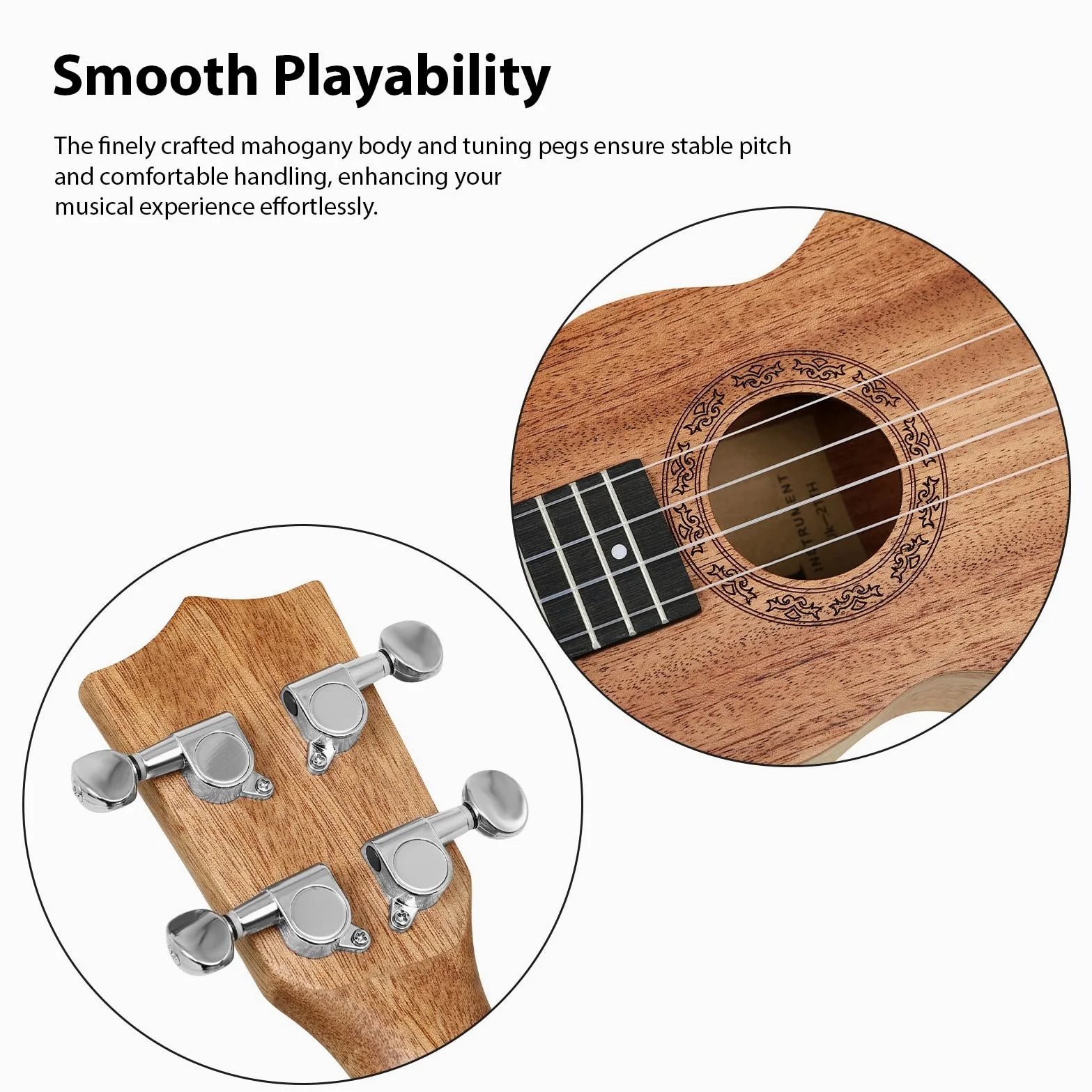 Ukulele, Kit per Principianti a 4 Corde in Legno di Mogano da 21 Pollici con Capotasti per Accordatore, Borsa Portatile, per Adulti e Bambini Principianti Che Viaggiano