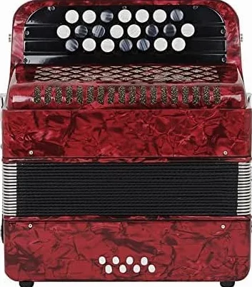 Fisarmonica in legno massello, 22 tasti, 8 bassi, fisarmonica per principianti e professionisti, colore: rosso