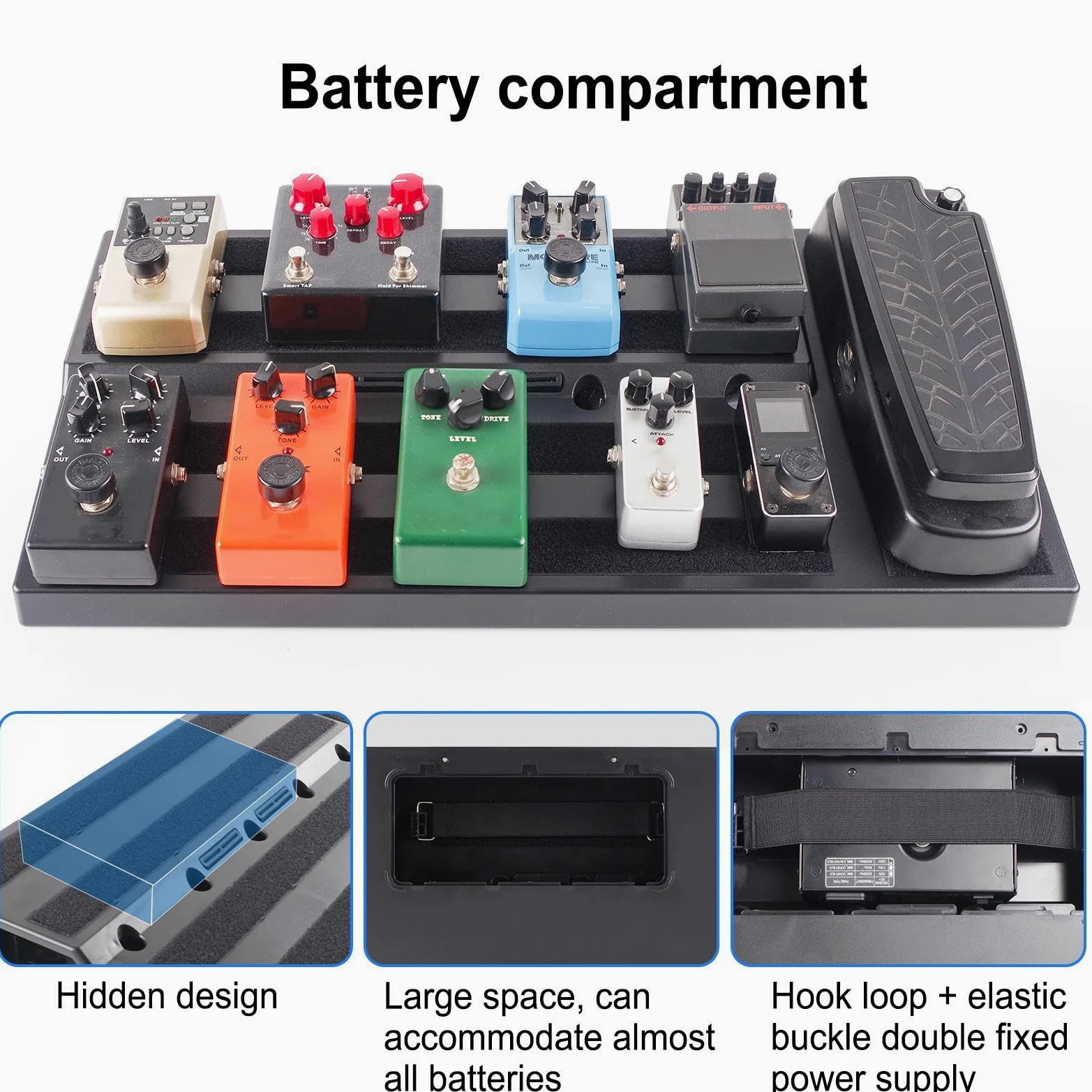 Pedalboard musicale – Heavy Duty Effect Board per chitarra e basso | Design compatto e durevole supporta più pedali, perfetta per esibizioni dal vivo studio pratica uso portatile