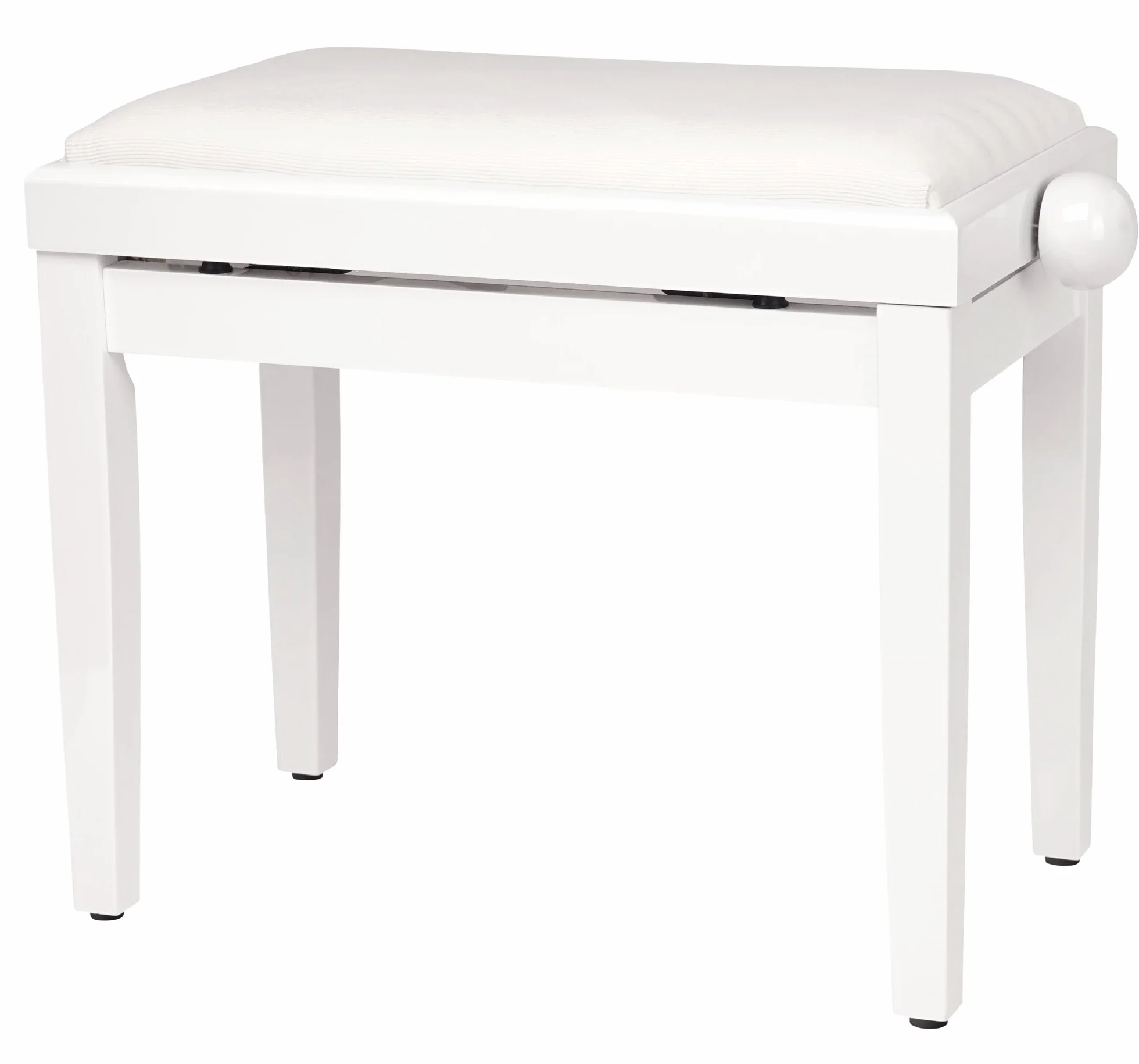 Classic Cantabile Panca per pianoforte bianco lucido - Altezza regolabile da 47 a 56 cm - Sgabello con meccanismo a fuso - Seduta panchetta 55 x 32 cm - Sedia con rivestimento in velluto, stabile