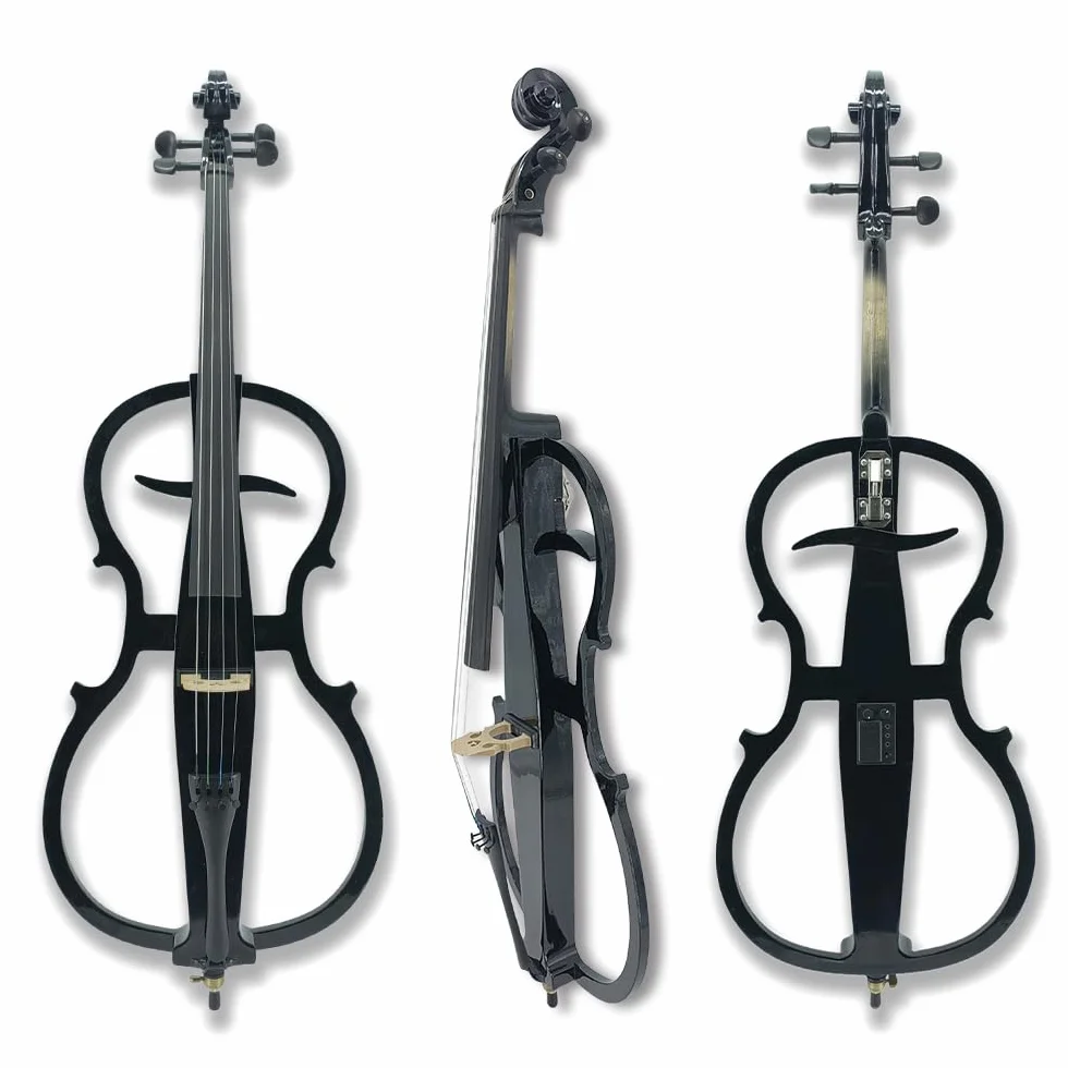 Set di violoncello elettrico 4/4 per principianti (include custodia leggera, cuffie stereo, archetto premium, ponte, colofone) per studenti adulti