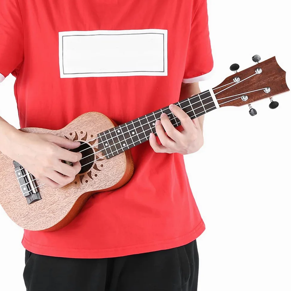 Ukulele Acustico da 21 Pollici, Set di Ukulele per Principianti Sapele con 1 Set di Corde e Capotasto, Strumento Musicale per Chitarra Hawaii a 4 Corde per Adulti Adolescenti(Girasole)