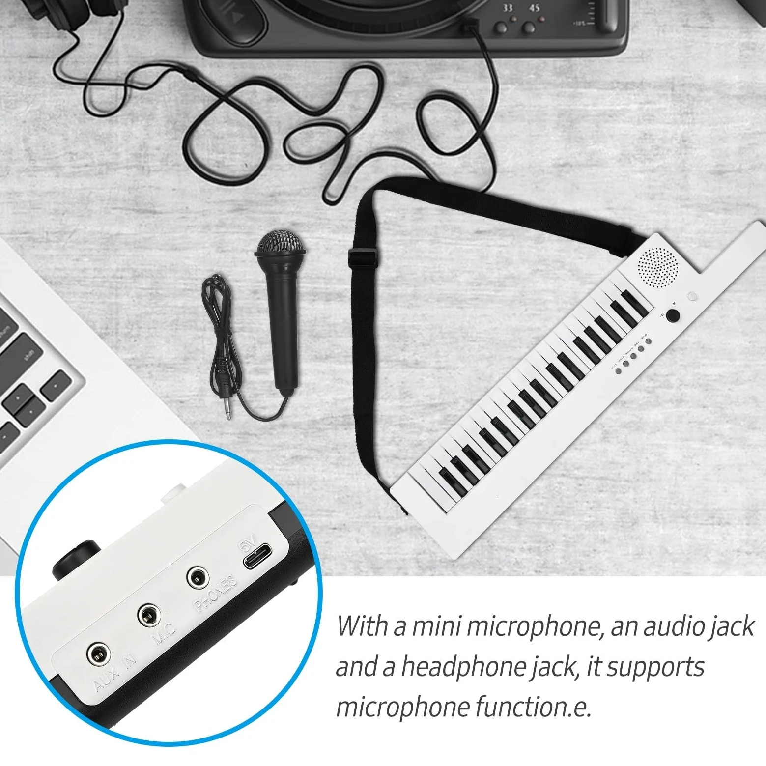 Tastiera Musicale Piano per Pianoforte Elettronico A 37 Tasti Piano Ricaricabile per Chitarra con Mini Strumenti per Tastiera per Pianoforte