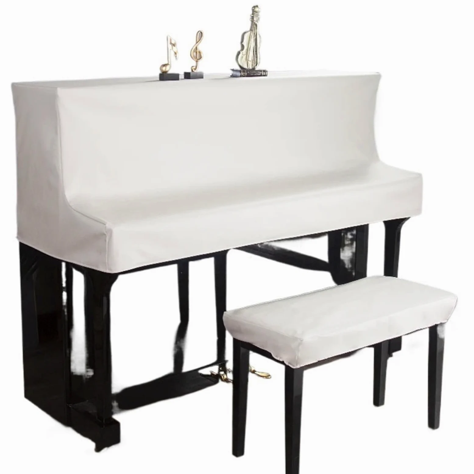 Semplice e lussuosa copertura for pianoforte, lavabile senza lavaggio, in tessuto scientifico tecnologico, mezza for(White,Height 126-133 piano)
