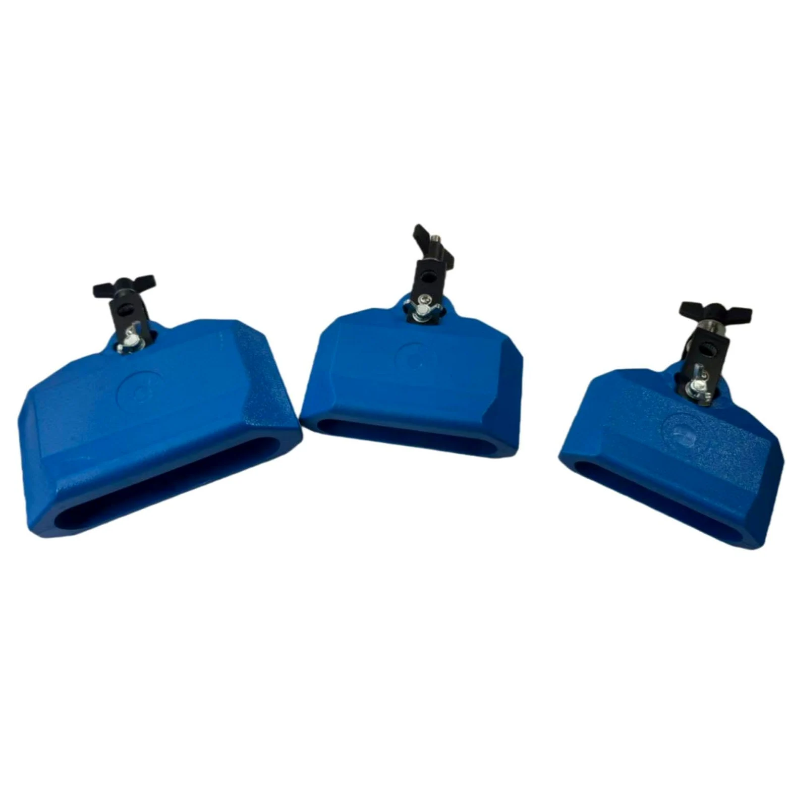Set di Campanacci Da 4", 5" E 6" con Blocco di Percussioni Musicali con Supporto per Batteria, Esibizione in Festival, Blu