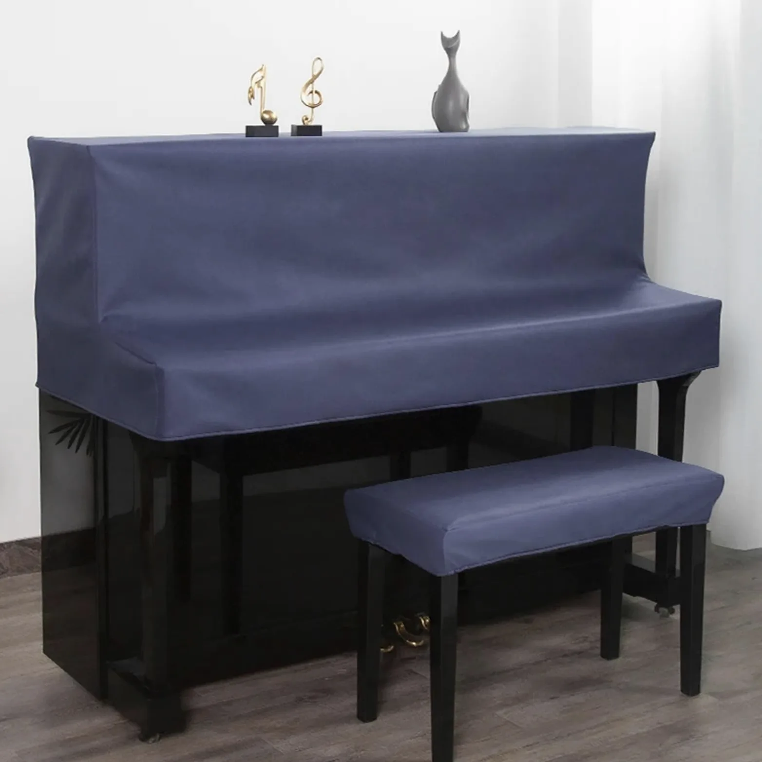 Semplice e lussuosa copertura for pianoforte, lavabile senza lavaggio, in tessuto scientifico tecnologico, mezza for Per Proteggere Il Pianoforte(Black,Height 126-133 piano)