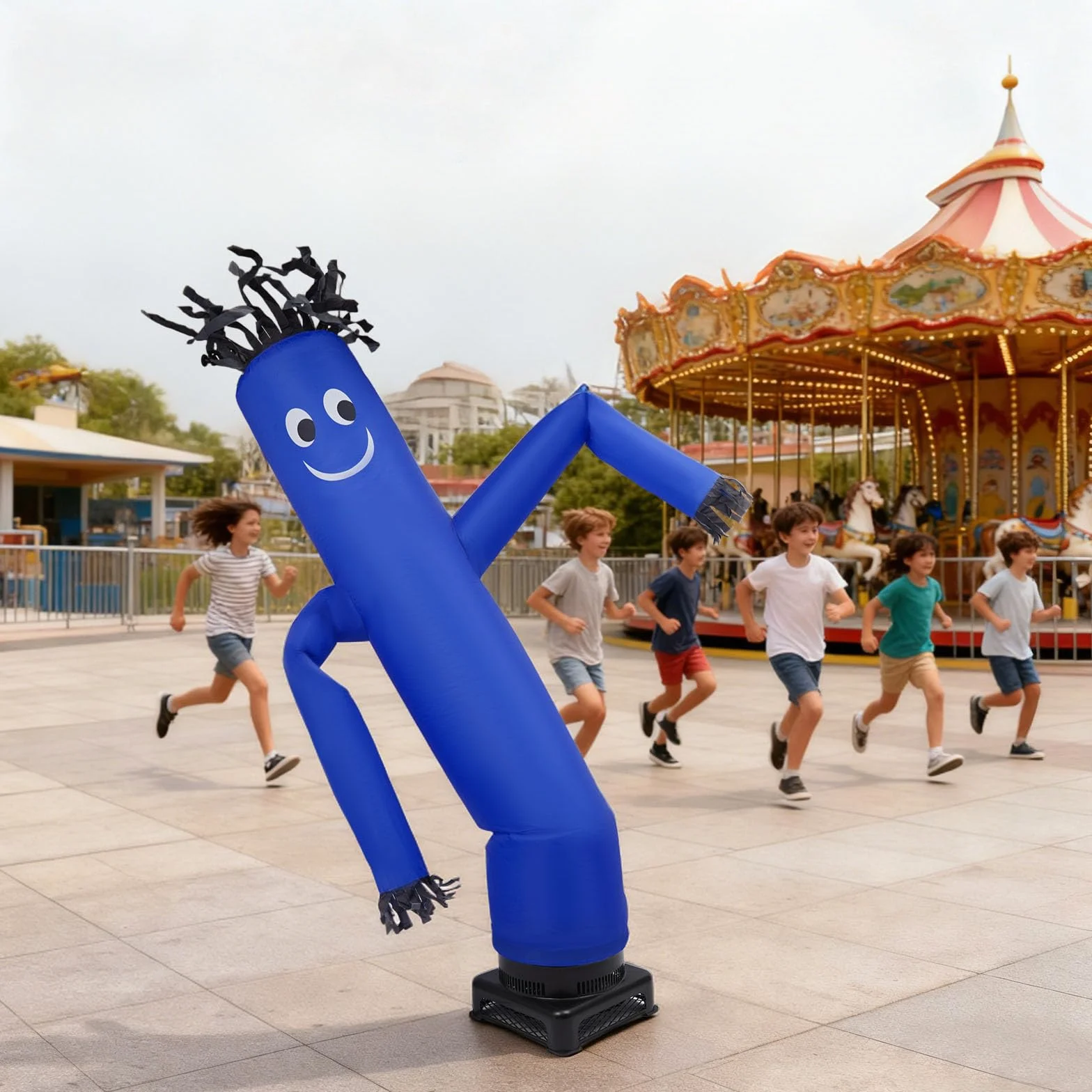 Skydancer - Dancer gonfiabile da 2,4 m, con ventola da 550 W, 230 V, poliestere 190D, blu e nero, per pubblicità, negozi, eventi, fiere, all'aperto (blu/nero)