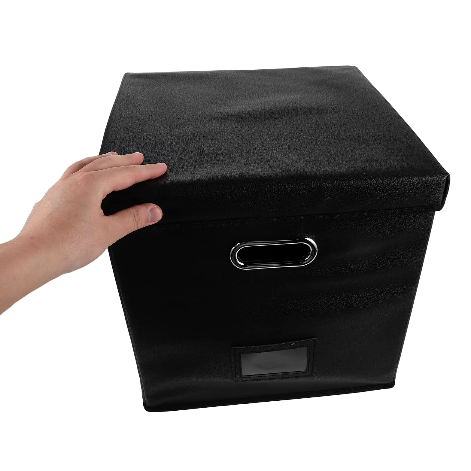 Uonlytech Porta Dischi Vinile Nero con Manico Resistente All'acqua in Pu e Lega, Contenitore Portatile per Album Vinile, Organizer Compatto per Raccolta Musicale