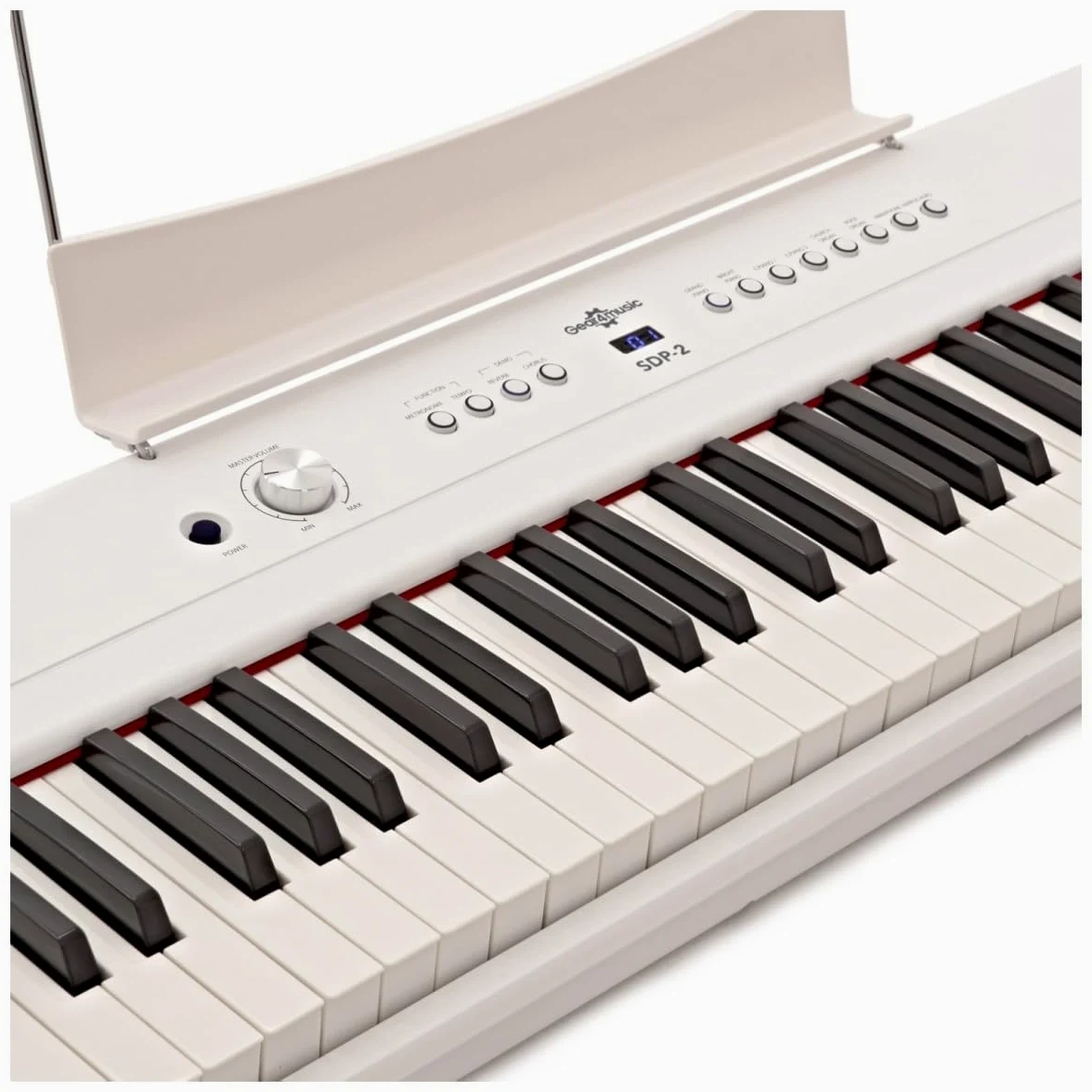 SDP-2 Pianoforte da Palcoscenico di Gear4music con Supporto Pedale e Cuffie Bianco | Piano digitale 88 tasti pesati, altoparlanti stereo integrati e uscita cuffie, RCA e USB MIDI
