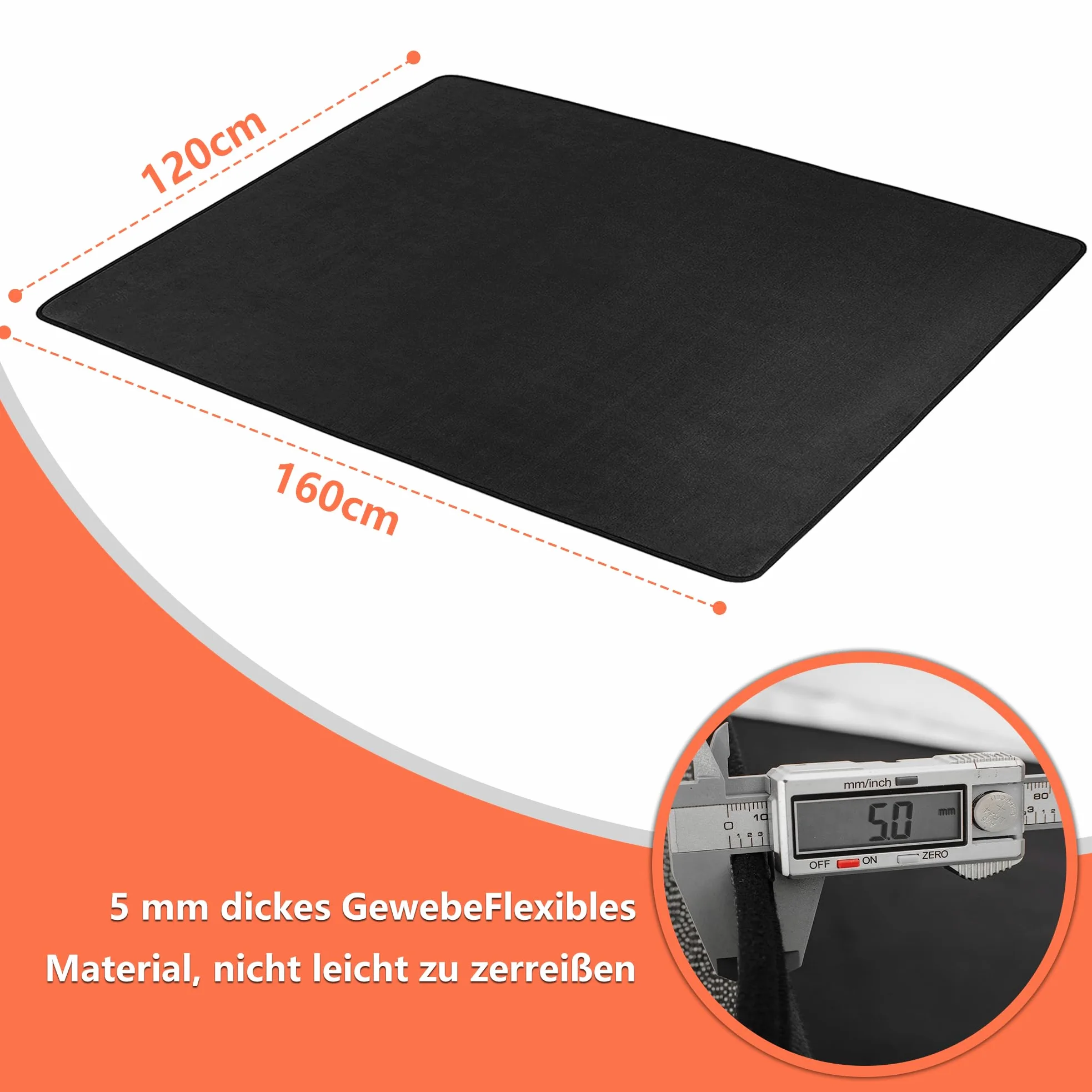 OUUTMEE Tappeto per percussioni, 120 x 160 cm, antiscivolo, per batteria elettronica, accessori per batteria jazz, protezione del pavimento (nero)