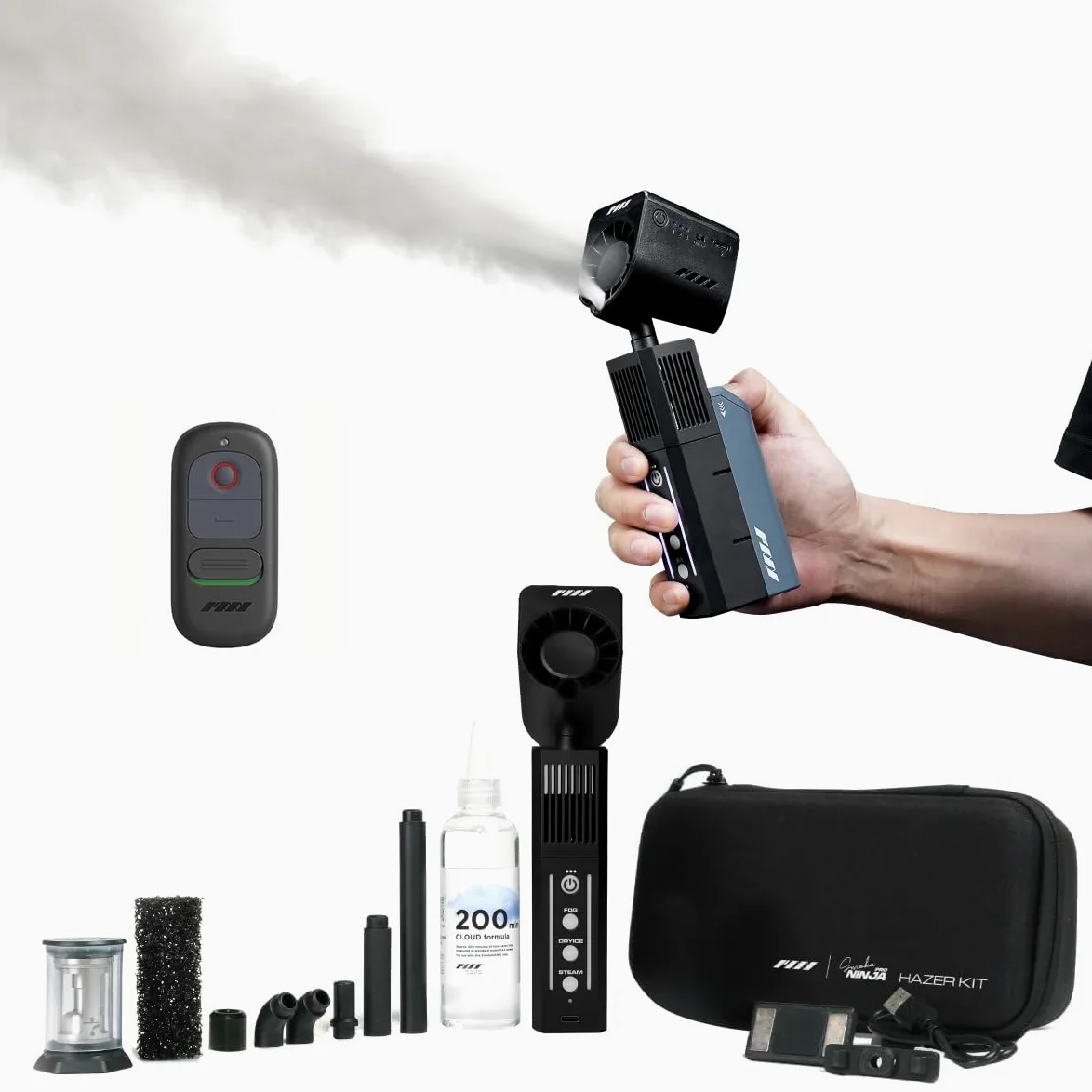 SmokeNINJA Pro - Macchina per fumo portatile portatile con telecomando senza fili (HAZER KIT), nebbia innocua, per eventi all'aperto, feste, effetti palcoscenici, Halloween