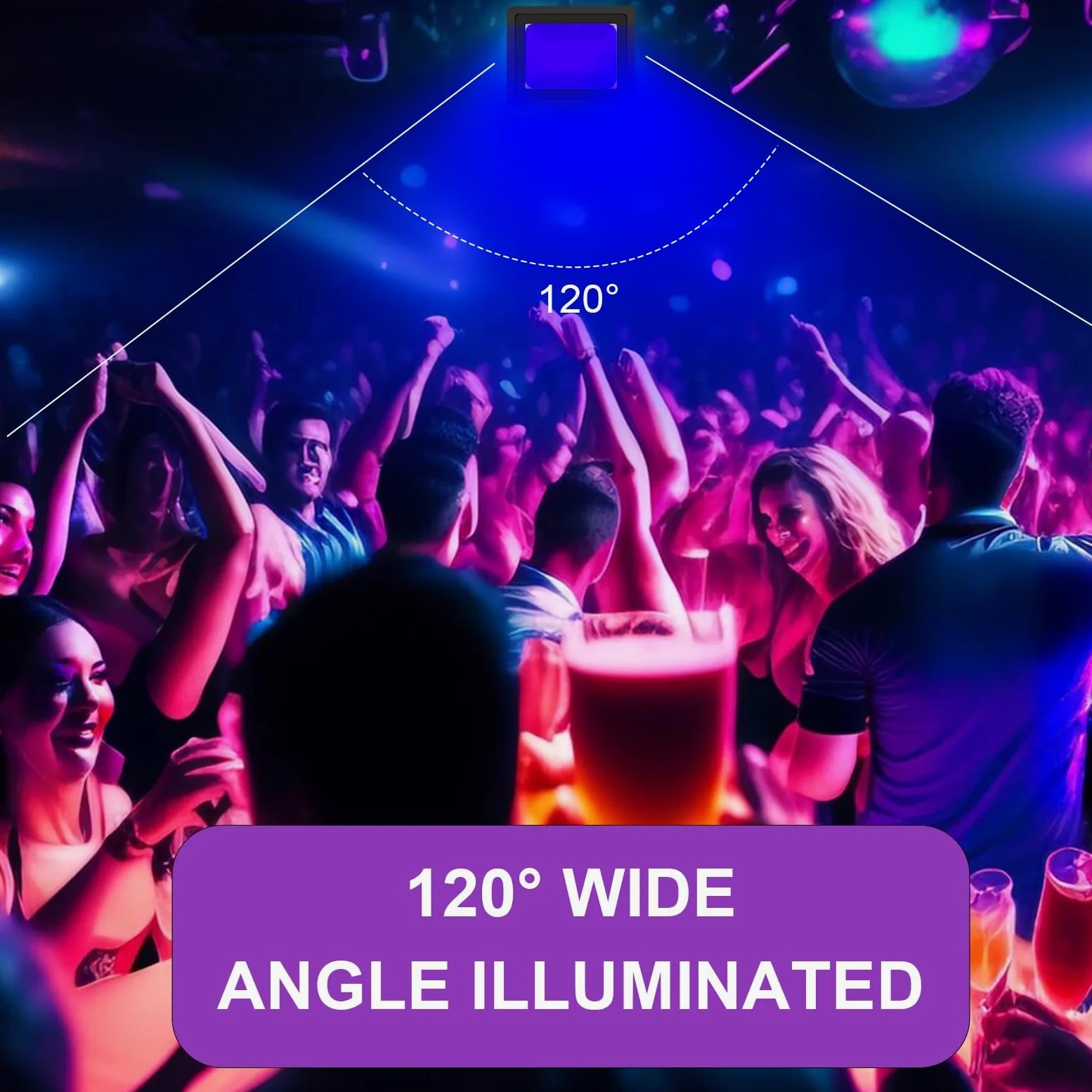 LED Luce Nera 50W, 365NM Faro UV LED IP66 Impermeabile Faretto UV, Lampada per Festa Glow, Poster Fluorescente, Halloween, Acquario, Bar, Discoteca