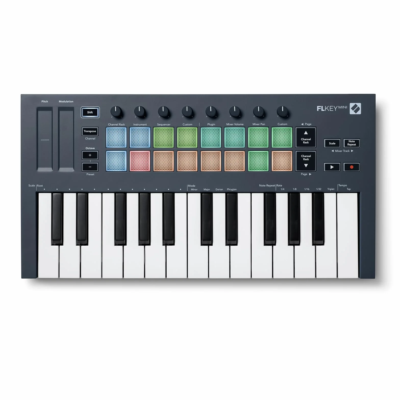 Novation FLkey Mini - Controller MIDI a tastiera portatile a 25 tasti, USB, con integrazione per FL Studio — per la produzione musicale