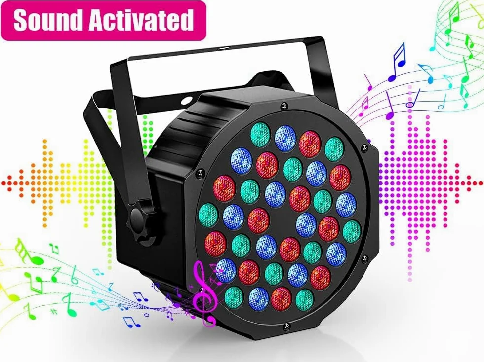 4PCS Par LED RGB Ricaricabile, 36 LED Luce di Scena 6000mAh Powercon Batterie con Telecomando e Attivazione Sonora, Illuminazione Palco per Discoteca Matrimonio Bar Festa Esterno