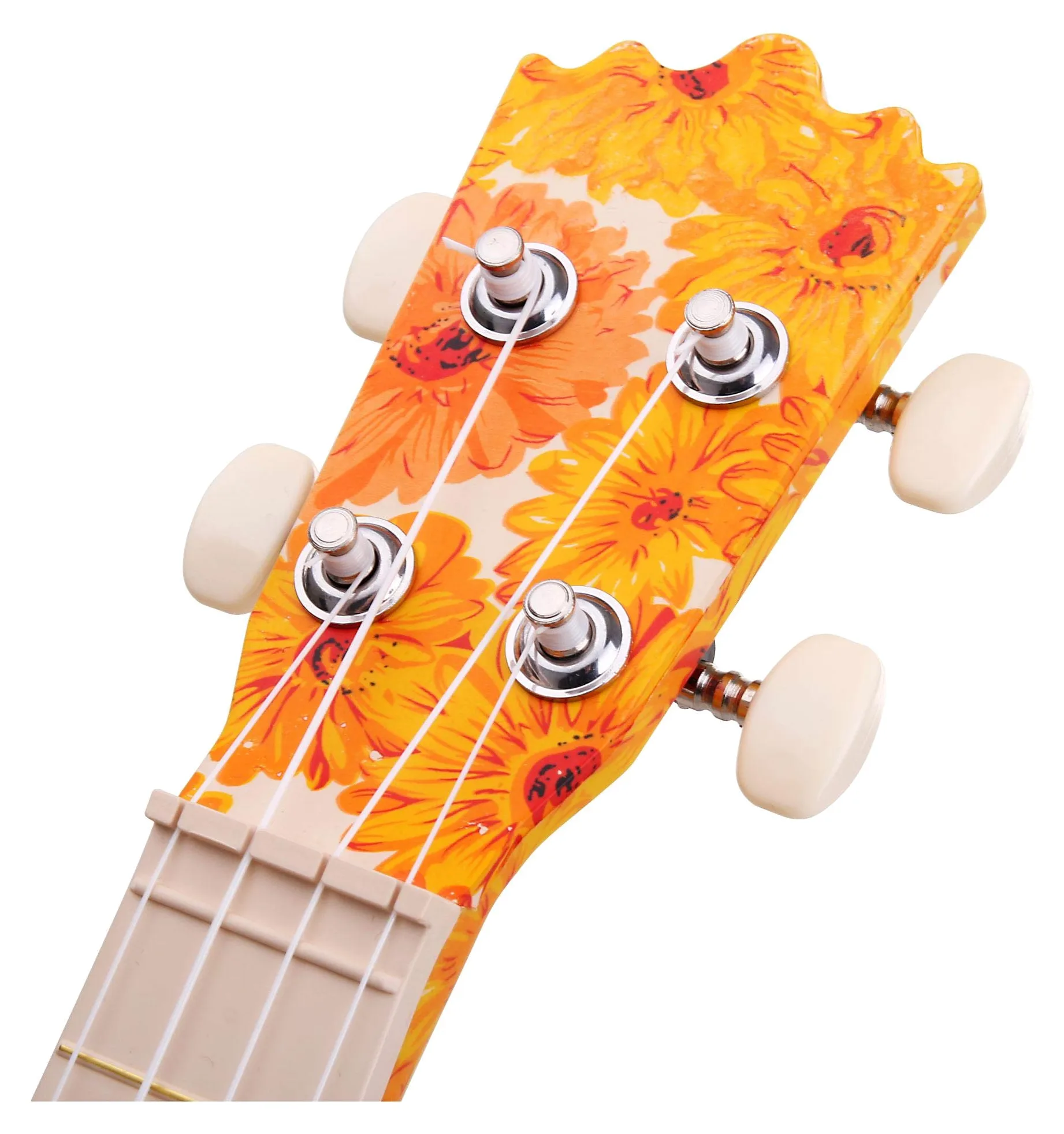 Classic Cantabile BeachBuddy Beachflower Set Ukulele incl. Accordatore | Classic Cantabile Sopran Ukulele, Resiste a umidità e sbalzi di temperatura, Scala sopranino, 12 tasti, Design originale