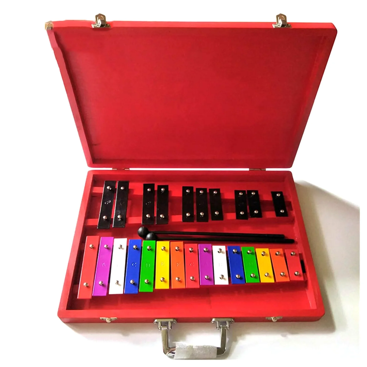 xilofono ​Legno Carillon per Strumenti Musicali con Piastra in Alluminio A 25 Toni, Scatola in Plastica, Colore per Pianoforte in Ferro, Carillon per Strumenti Musicali per La Prima Educazione