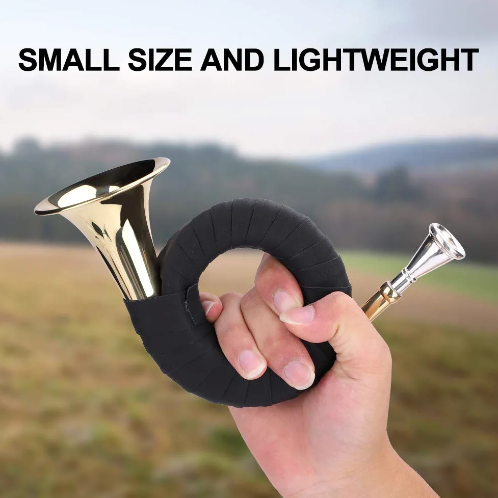 Walfront Mini Corno da Caccia in Sib in Ottone, Strumento in Ottone Leggero per Amanti della Musica e Studenti con Design Raffinato e Impugnatura Comoda