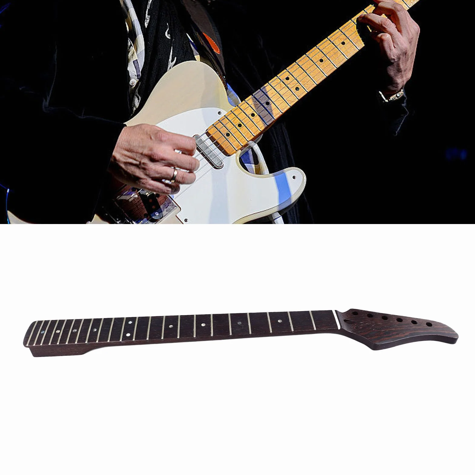 Fockety Manico per Chitarra Elettrica, 22 Tasti Materiale Legno Wenge Sostituzione Manico per Chitarra, Manico per Tastiera per Chitarra di Sonora per Suhr ST Manico per