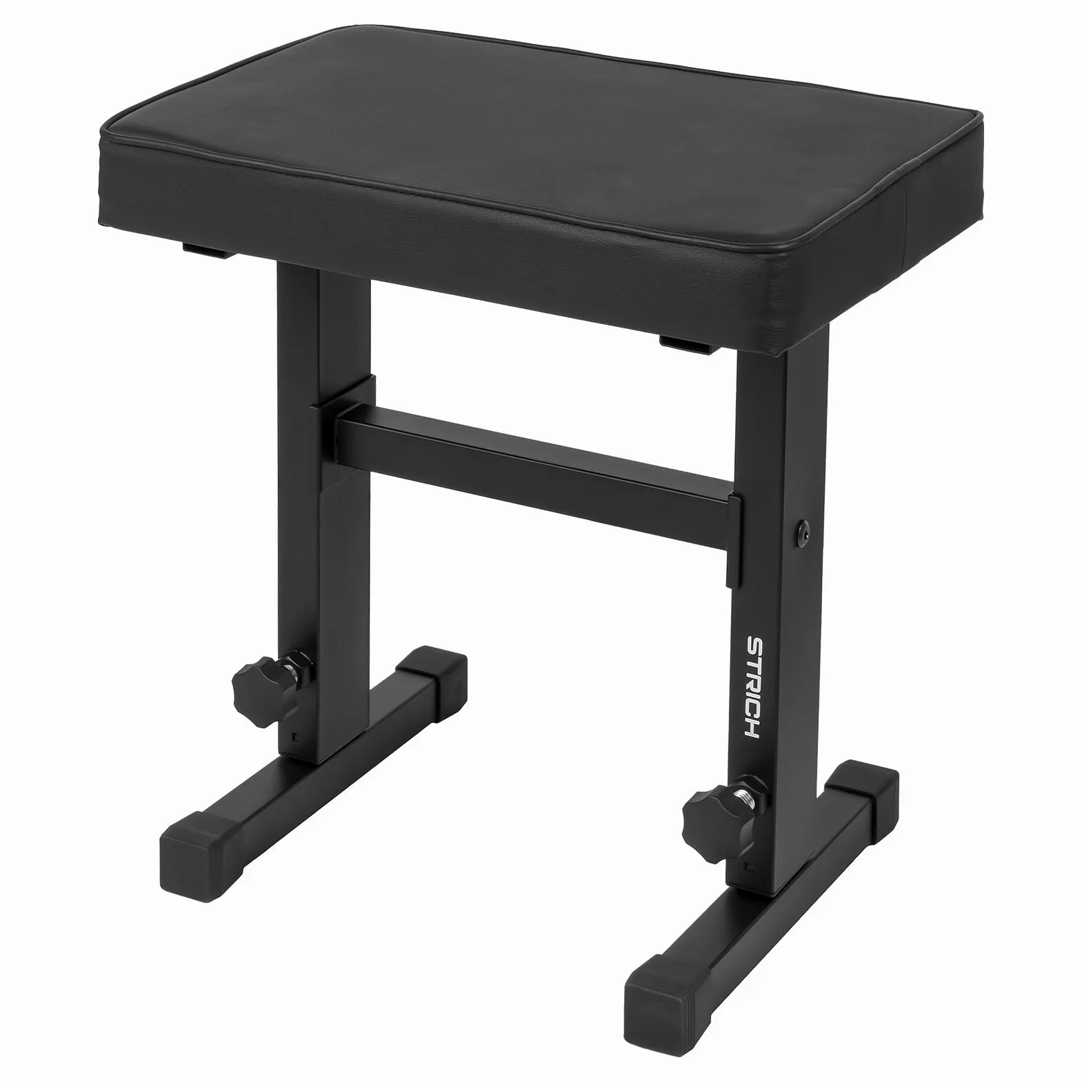 STRICH Sgabello regolabile per pianoforte, sedile per tastiera musicale, sgabello per pianoforte, sedia con cuscino imbottito per musicisti, nero, SPB-M50 (pelle PU)