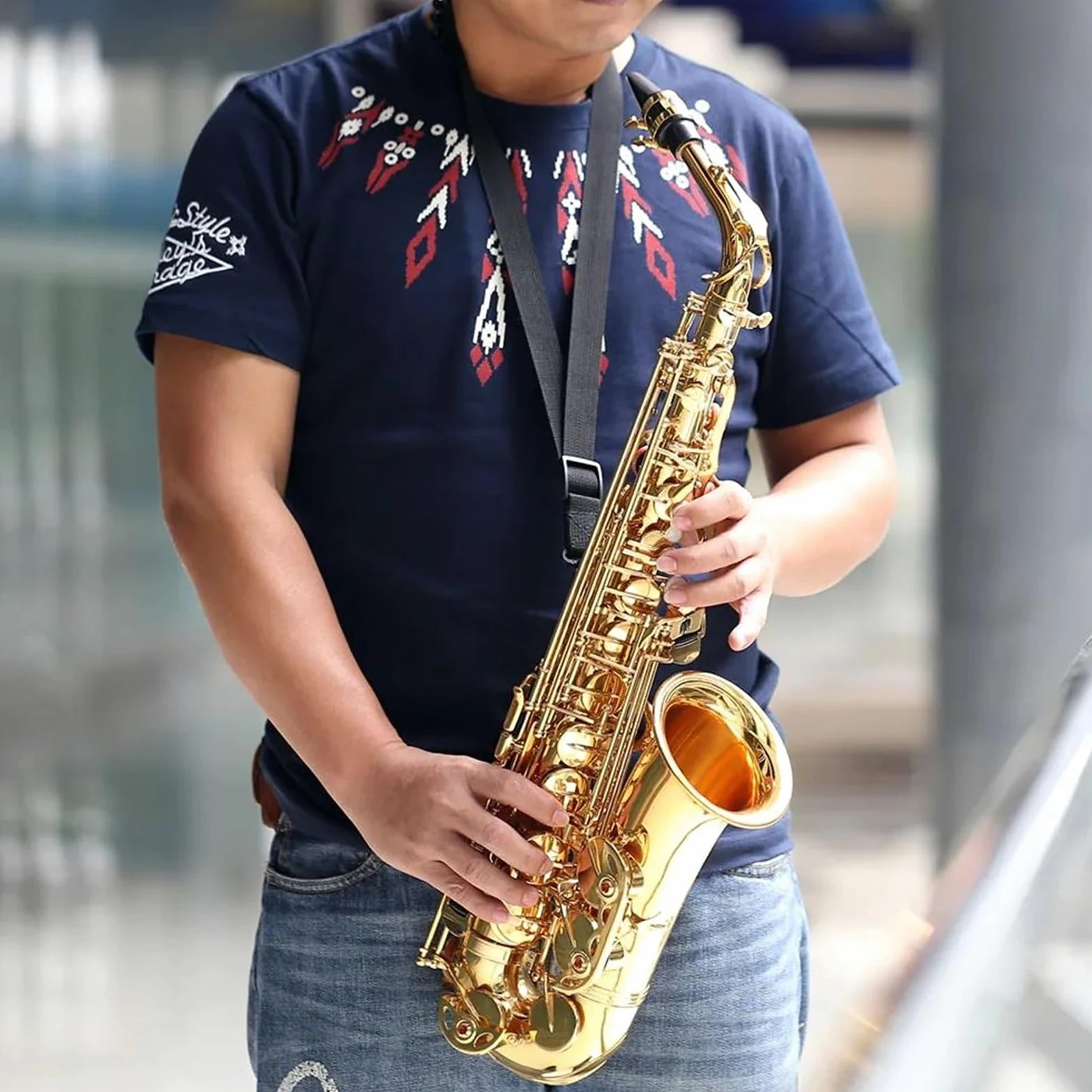 sassofono Mi Bemolle Mib Sassofono Contralto Ottone Laccato Sax Strumento A Fiato Con Custodia Accessori Per Sassofono (Color : Gold)