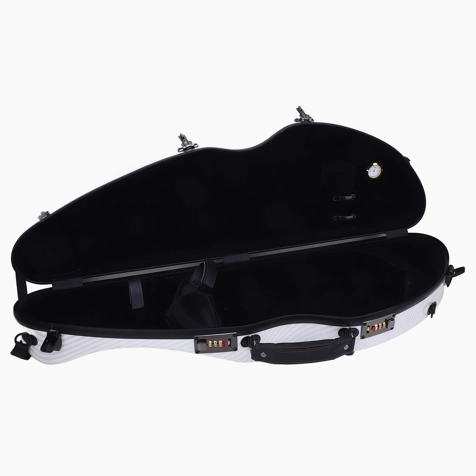 Custodia Rigida per Violino 4/4 a Grandezza Naturale con Chiusura Codificata Design Elegante per il Trasporto e lo Stoccaggio Colore Bianco in Fibra di Carbonio