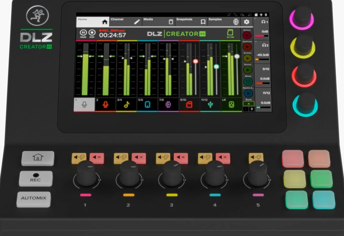 Mackie DLZ Creator XS Adaptive Digital Mixer per Podcasting, Streaming e YouTube con Modalità Utente, Tecnologia Mix Agent, Auto Mix, Preamplificatori microfonici Onyx80