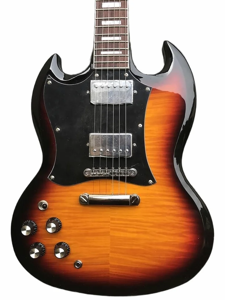 Chitarra elettrica personalizzata for mancini, chitarra con top in acero fiammato, corpo in mogano, tastiera in palissandro