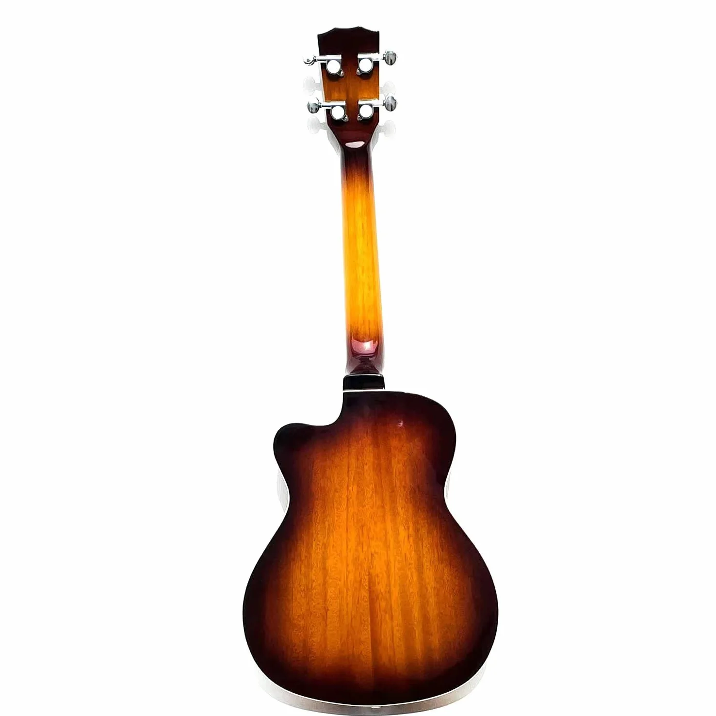 Batking Jazz Ukulele con foro F e pickup, mini ukulele elettrico-acustico a 4 corde in acciaio con cutway (mano destra, 66 cm)