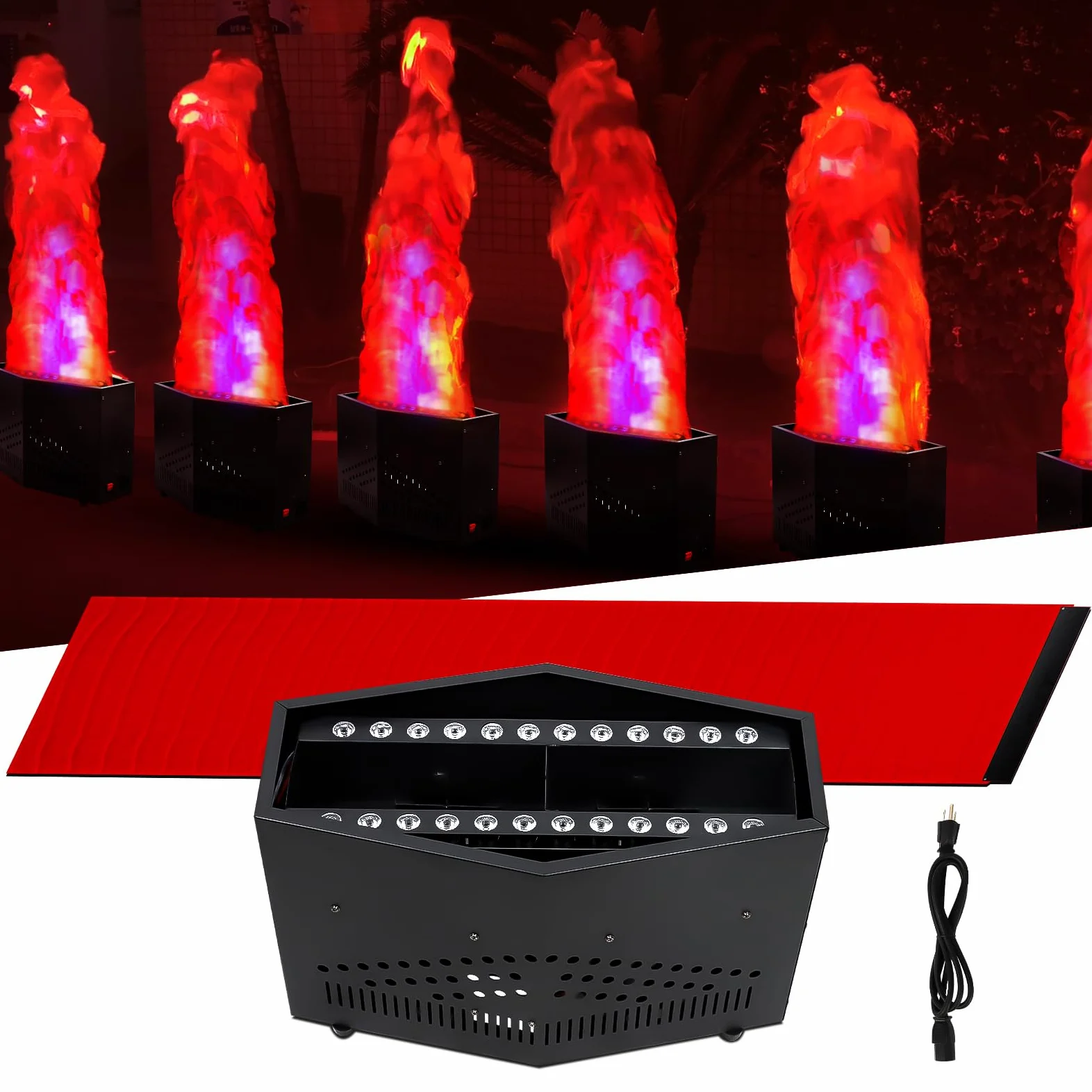 Finta fiamma di fuoco con 36 luci a LED da 1,5 m, effetto atmosfera artificiale, per palcoscenico, Halloween, DJ, feste, discoteca, falò, feste, vacanze speciali