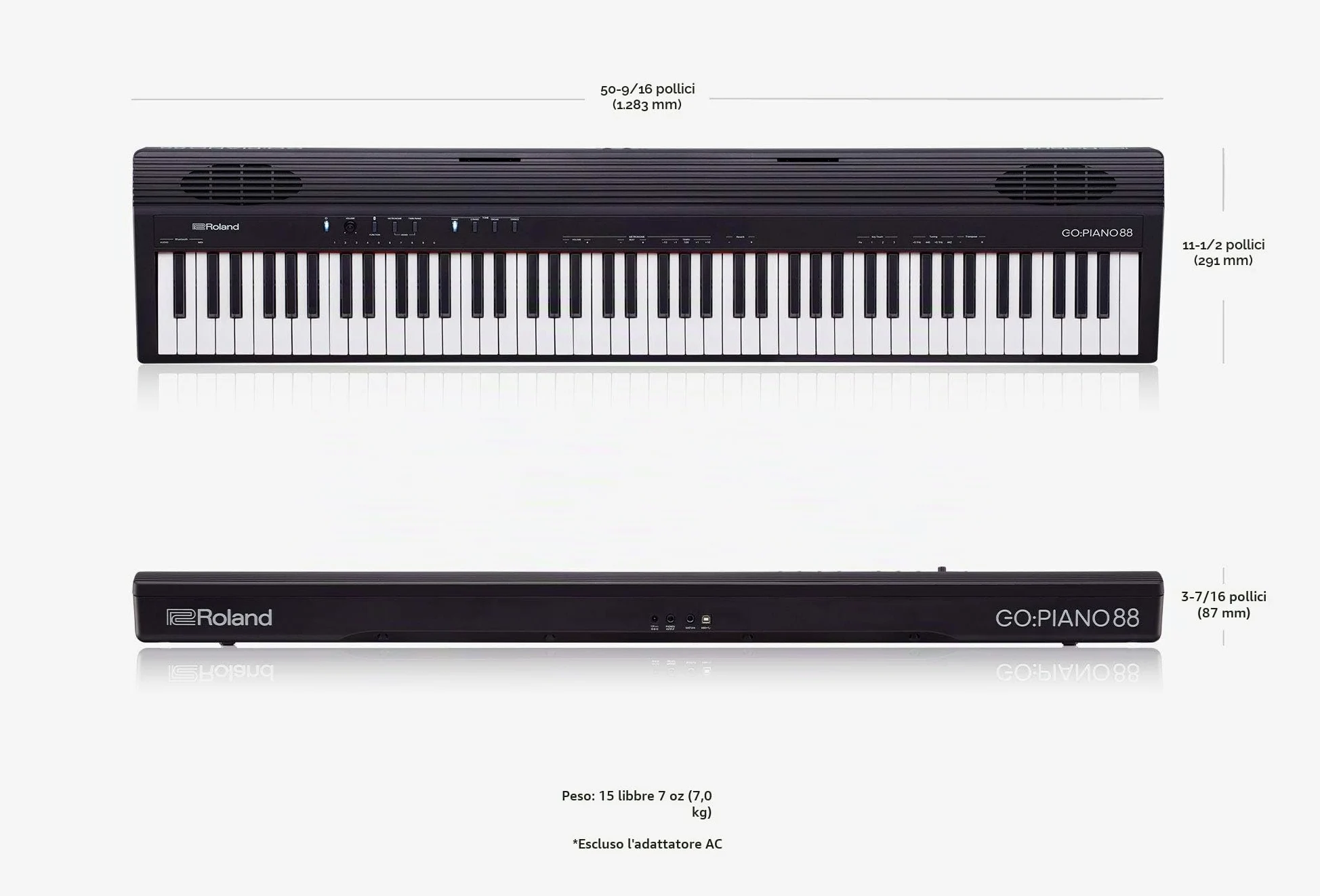 Roland GO:Piano88 Pianoforte Digitale, Piano a 88 Tasti di Dimensioni Standard