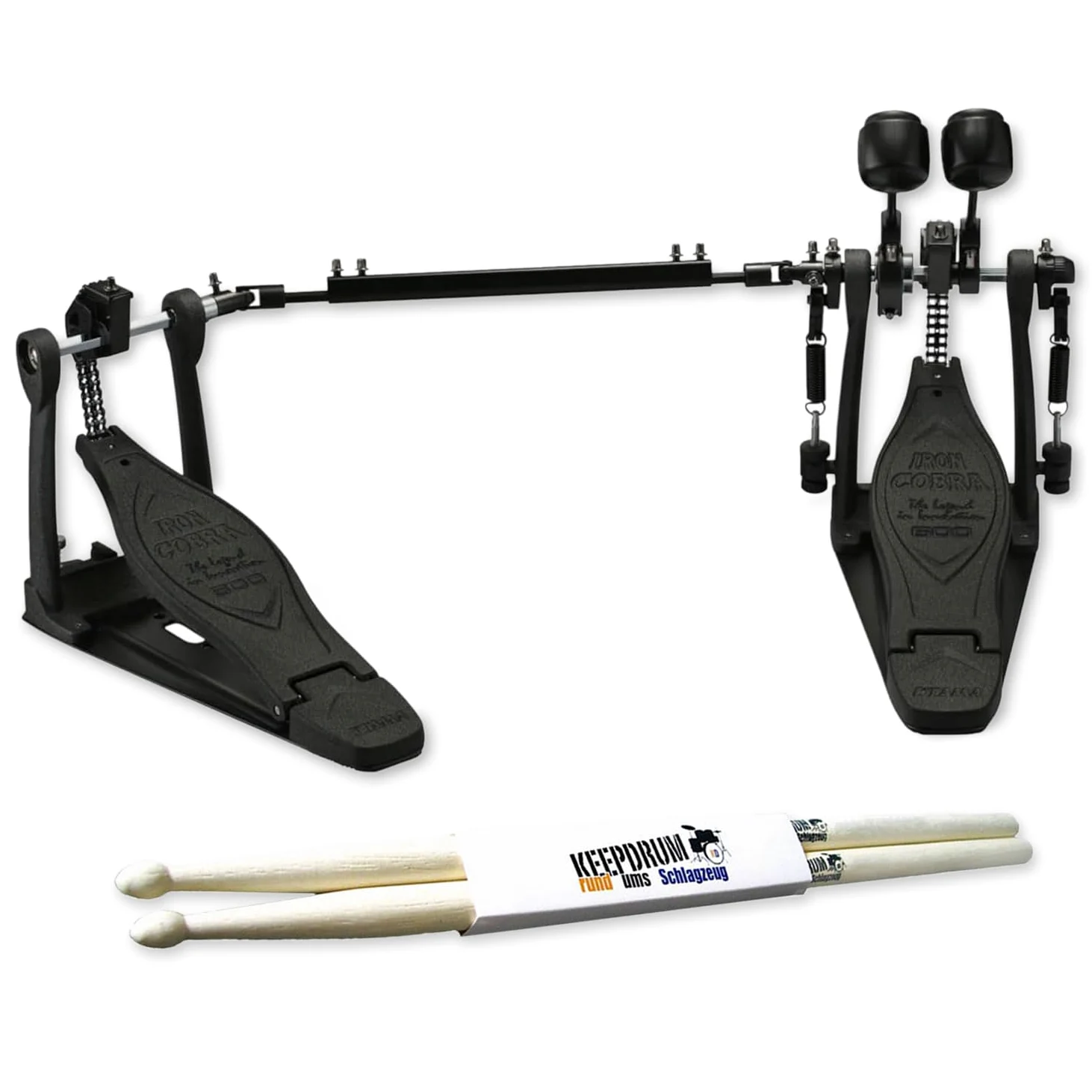 Tama HP600DTWMB - Macchina a doppio pedale Iron Cobra, edizione limitata con bacchette keepdrum