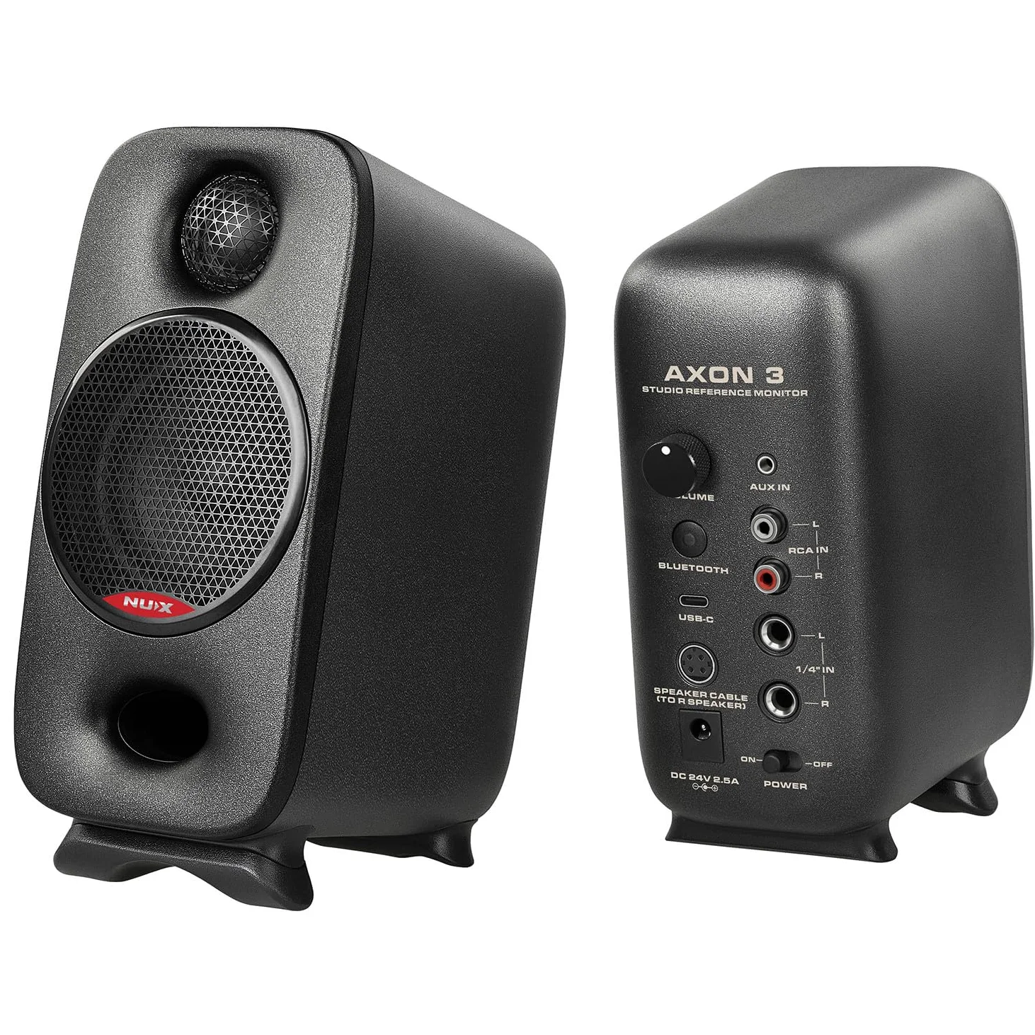 NU-X | Axon 3 Nearfield Studio Monitors | Altoparlanti compatti di qualità di riferimento per mixaggio e monitoraggio | Bluetooth, interfaccia audio USB-C, controllo ambiente DSP