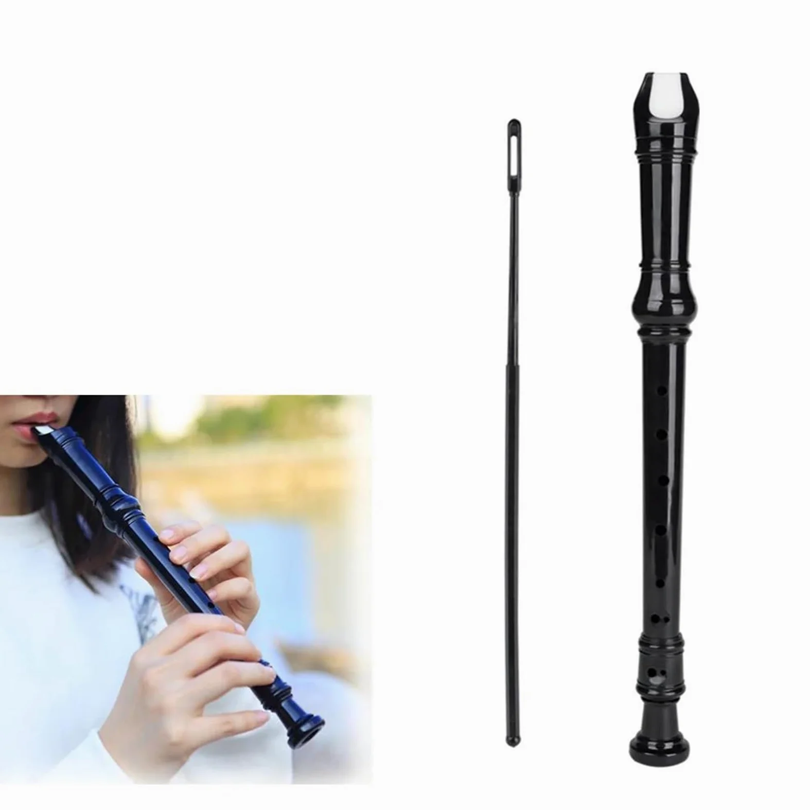 Flauto Dolce Professionale Flauto Dolce Soprano In Stile Tedesco Strumento Adatto Ai Principianti In Plastica ABS(Black)