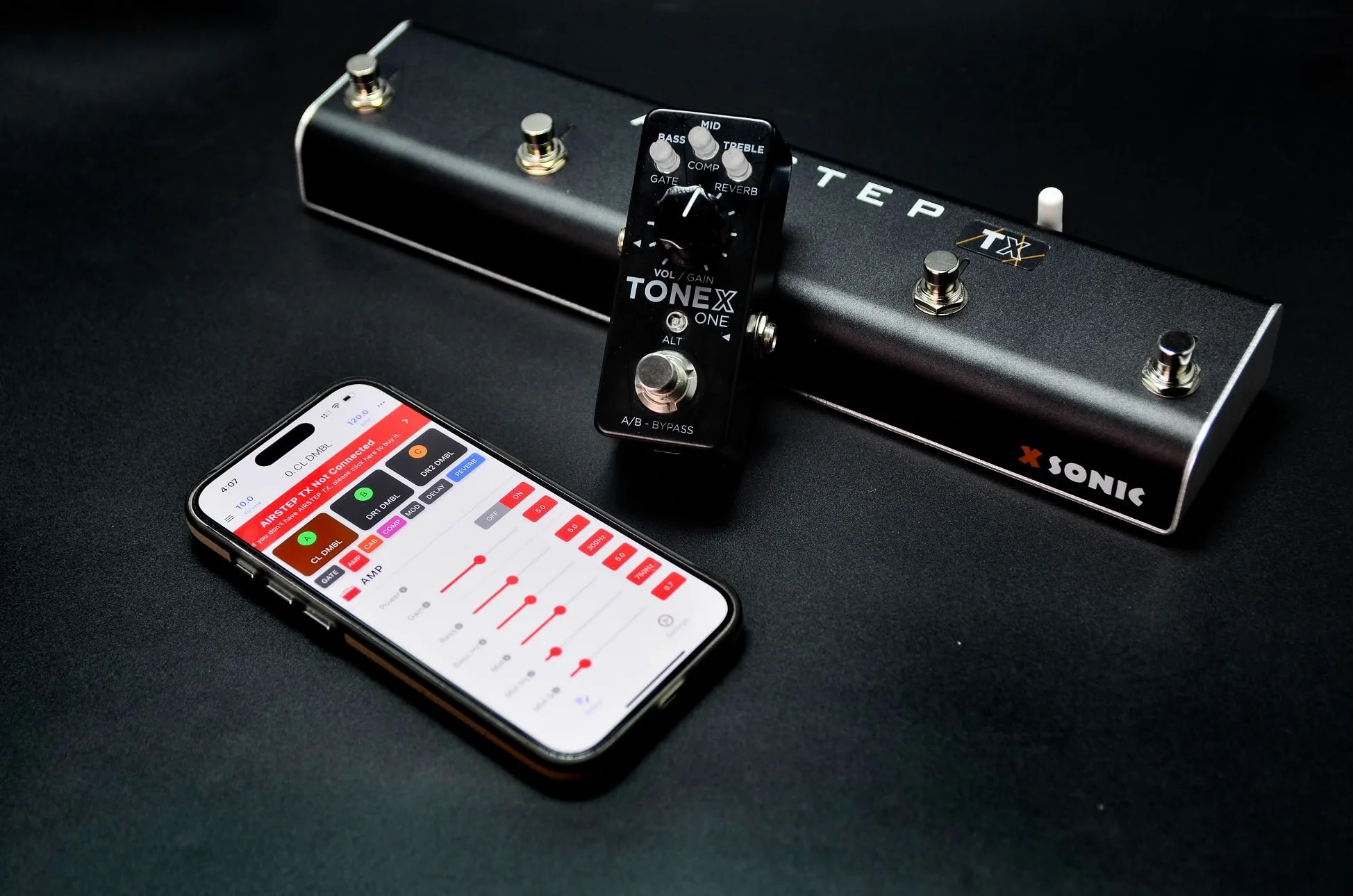 XSONIC Airstep TX Edition, Tonex One e pedale, 2 modalità di controllo, 2 ingressi, parametrici pedali tramite l'app Airstep TX