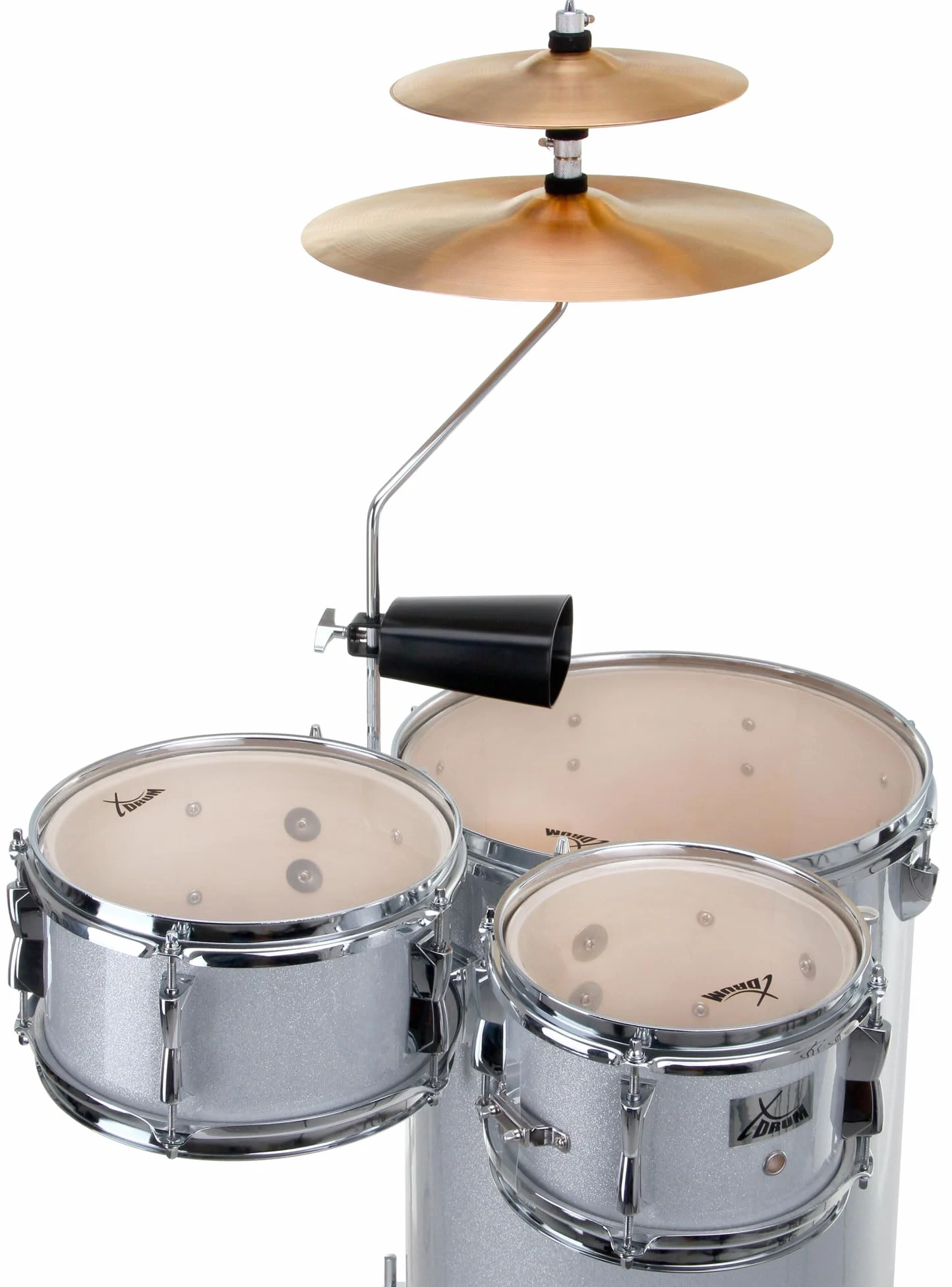 XDrum Club Drumset Cocktail Batteria (incl. piatti, cowbell, bacchette e chiave di accordatura) Silver Sparkle