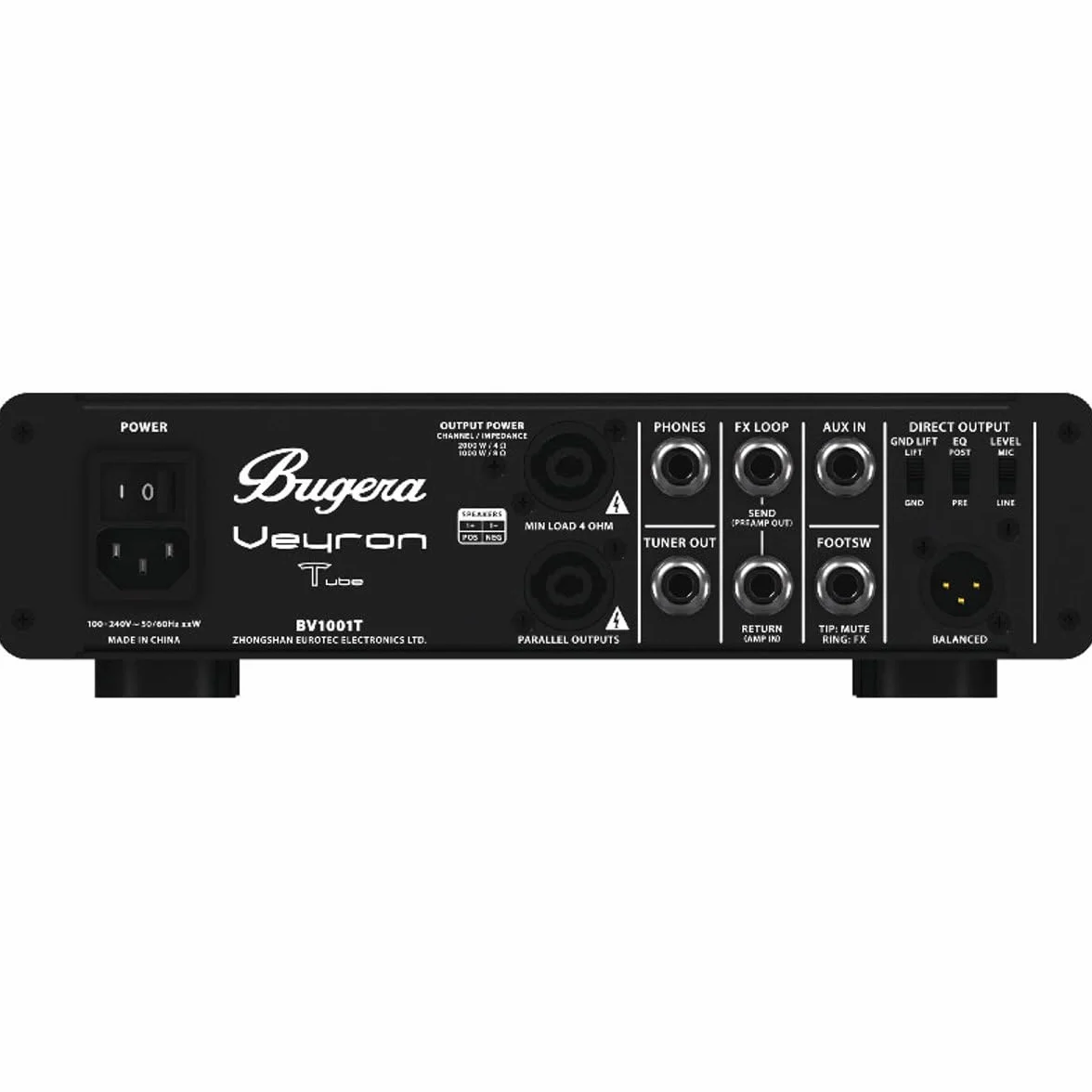 Bugera VEYRON TUBE BV1001T Amplificatore per basso compatto in classe D da 2000 Watt con preamplificatore valvolare, compressore ottico e tecnologia DYNAMIZER