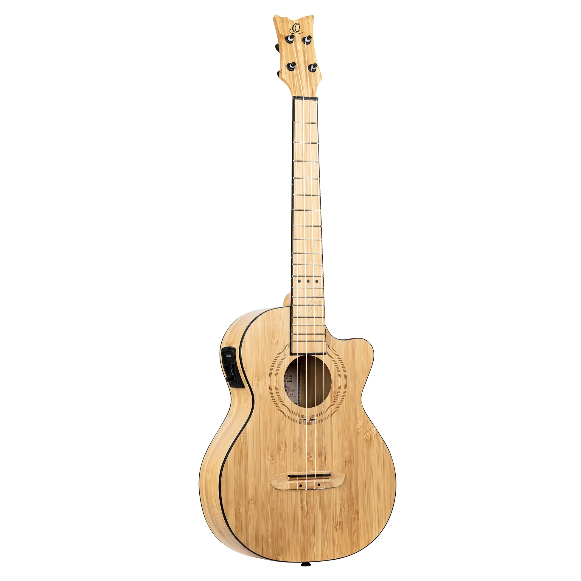 Ortega Bamboo Series - Ukulele baritono con elettronica, in bambù massiccio, con custodia professionale (RUNAB-BA)